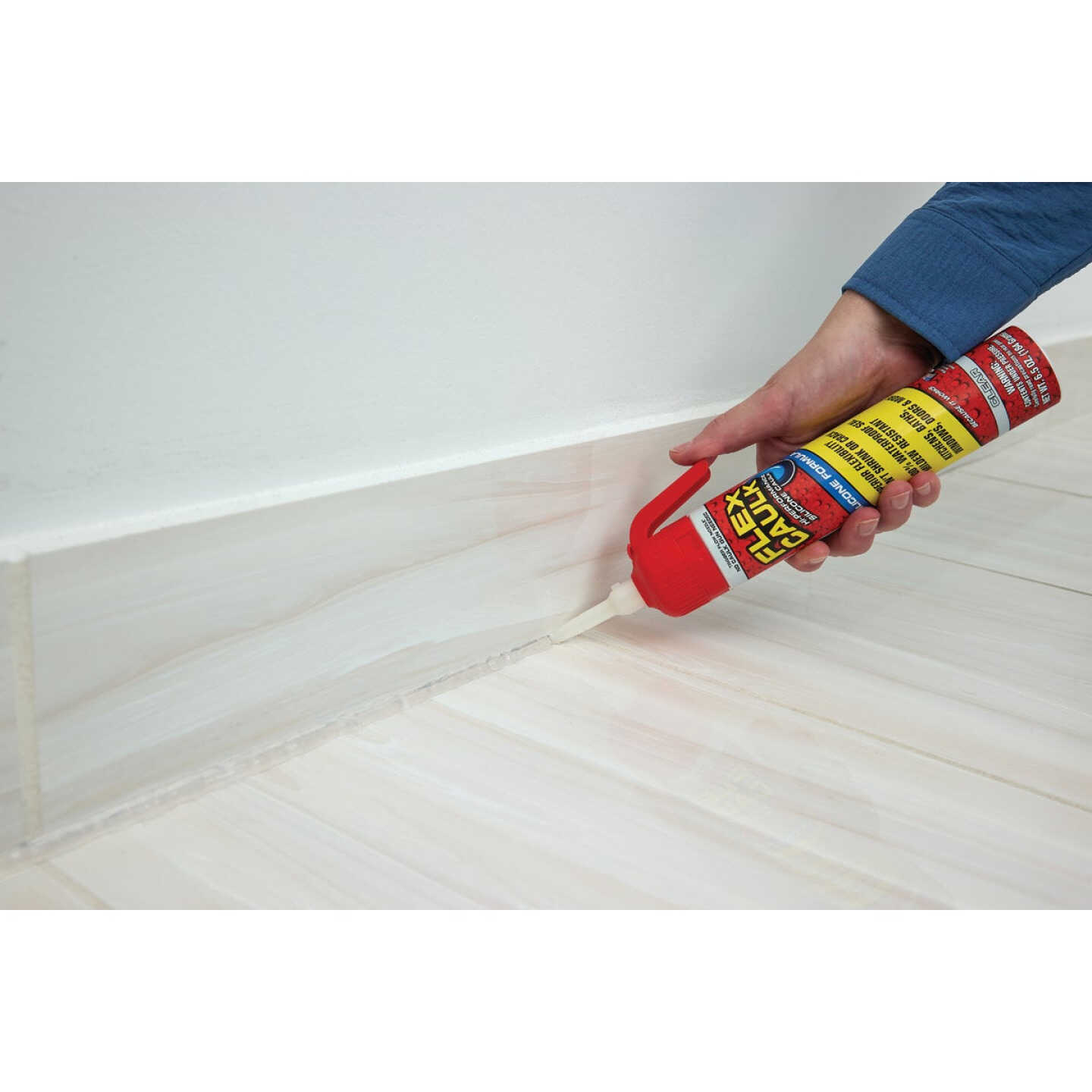 Flex Caulk 6.5 Oz. Clear Silicone Caulk Cartridge With Adjustable Nozzle Image 2