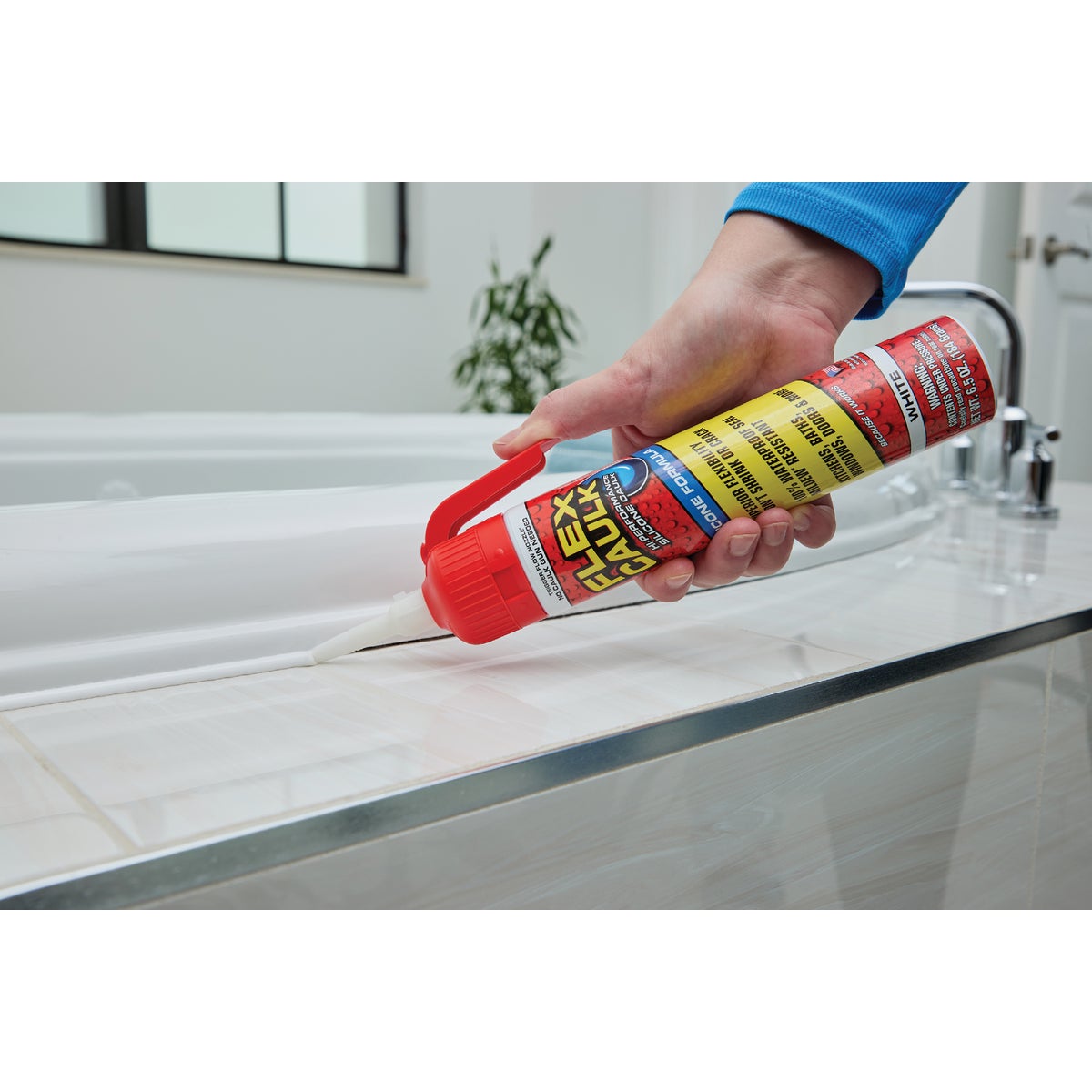 Flex Caulk 6.5 Oz. White Silicone Caulk Cartridge With Adjustable Nozzle Image 2