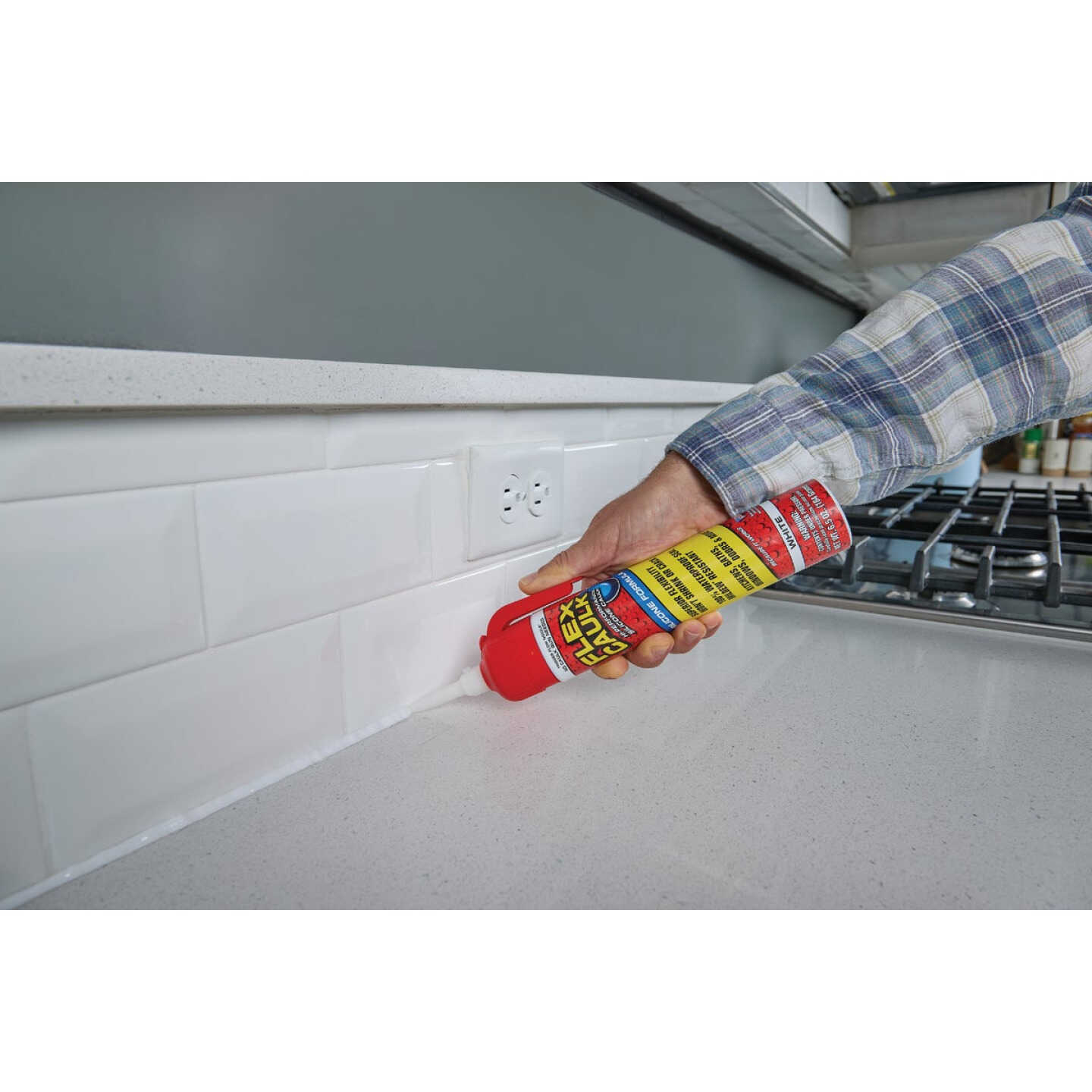 Flex Caulk 6.5 Oz. White Silicone Caulk Cartridge With Adjustable Nozzle Image 4