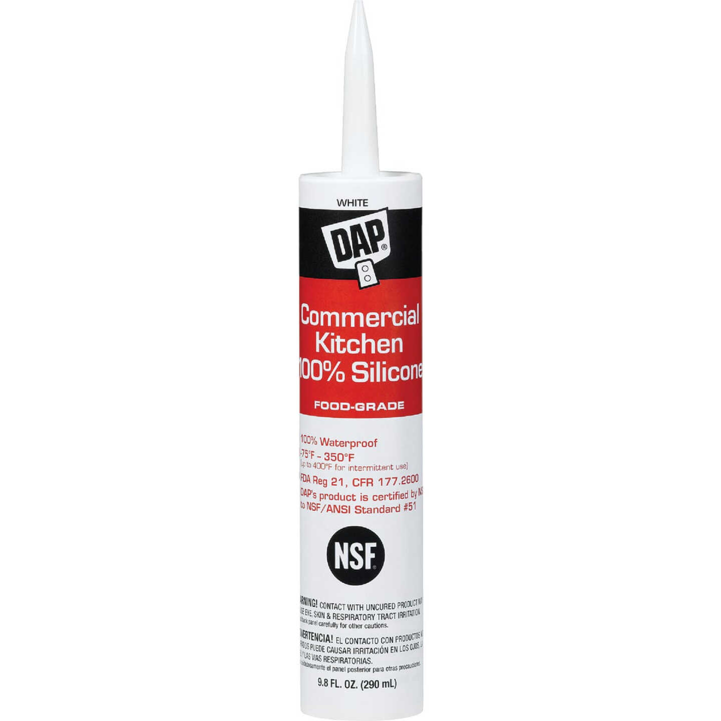 Dap 9.8 Oz. Commercial Kitchen Food-Grade Silicone Sealant, White Image 1