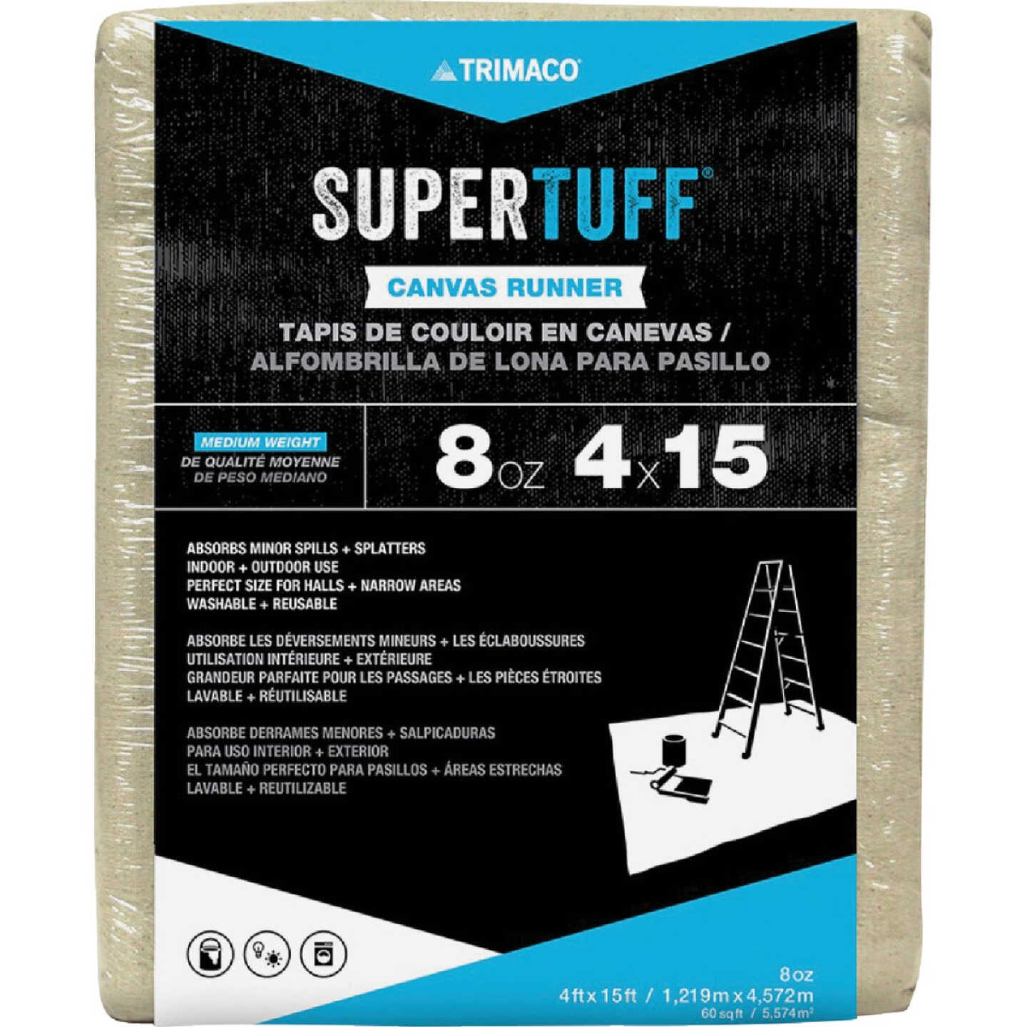Trimaco SuperTuff 8 Oz. 4 Ft. x 15 Ft. Medium Weight Canvas Drop Cloth Image 1