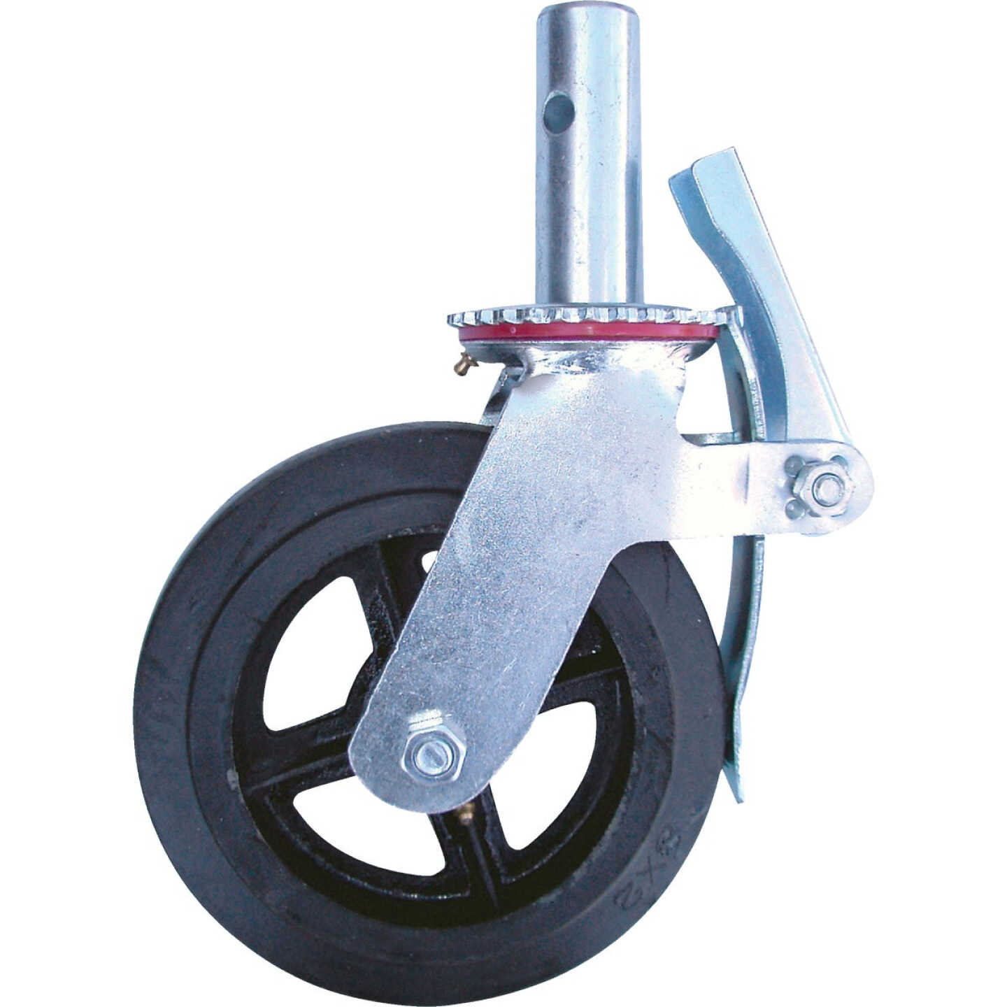 8-inch Cast Iron and Rubber Heavy-Duty Caster Wheels with Double-Lock Locking Pedal Image 1