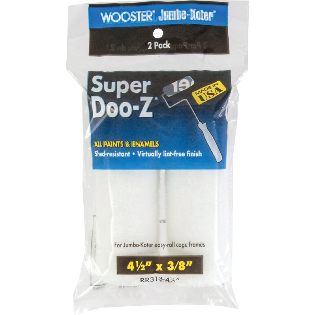 Wooster Jumbo-Koter Super Doo-Z 4-1/2 In. x 3/8 In. Mini Woven Fabric Roller Cover (2-Pack) Image 1