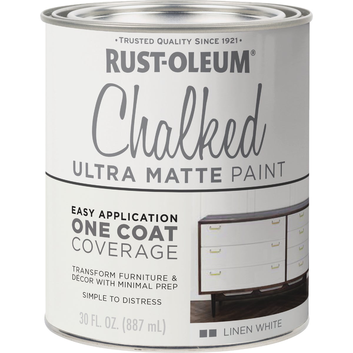 Rust-Oleum Chalked Linen White Ultra Matte 30 Oz. Chalk Paint Image 6