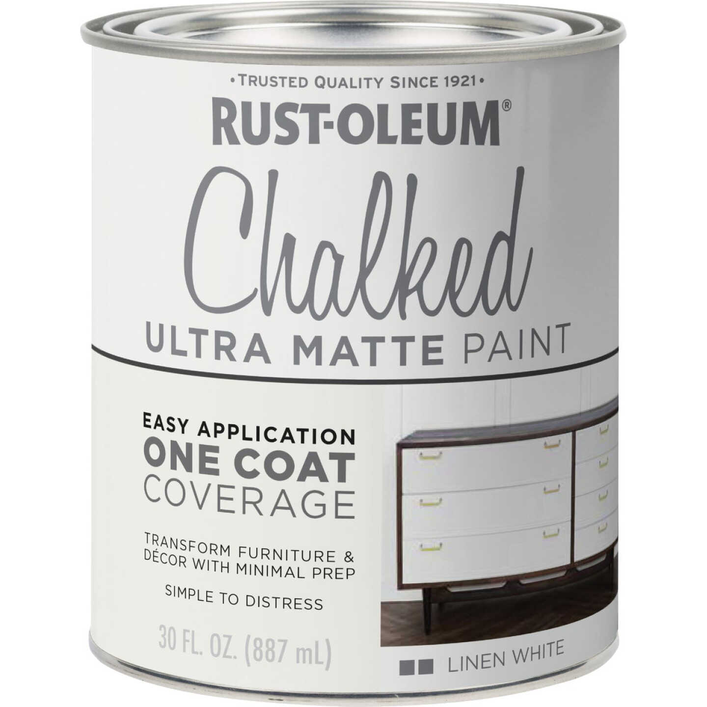 Rust-Oleum Chalked Linen White Ultra Matte 30 Oz. Chalk Paint Image 6