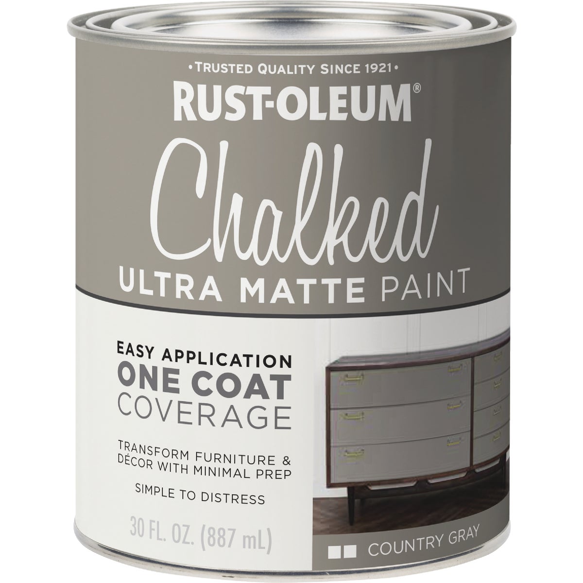 Rust-Oleum Chalked Country Gray Ultra Matte 30 Oz. Chalk Paint Image 6