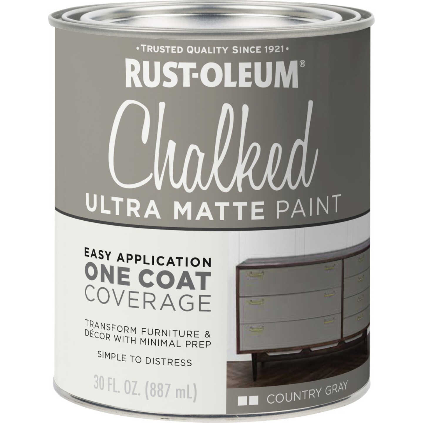 Rust-Oleum Chalked Country Gray Ultra Matte 30 Oz. Chalk Paint Image 6