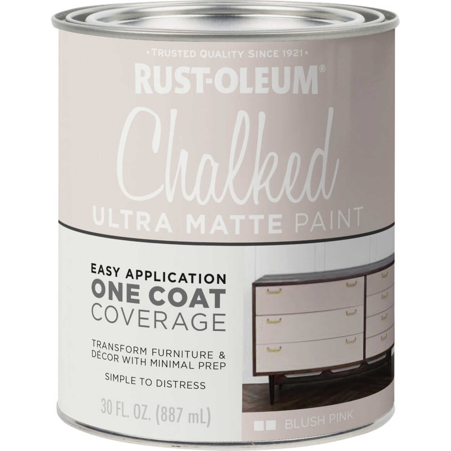 Rust-Oleum Chalked Blush Pink Ultra Matte 30 Oz. Chalk Paint Image 6