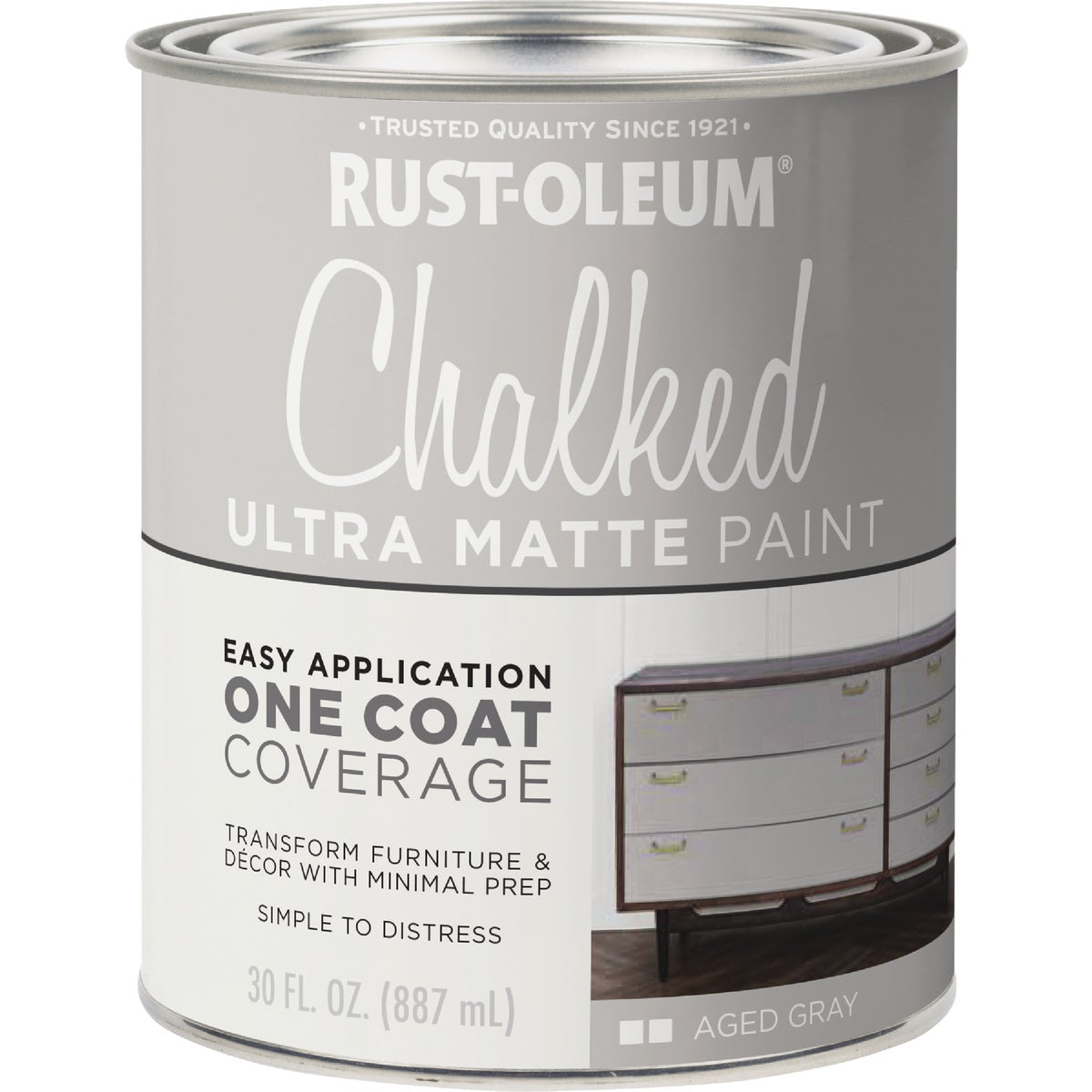 Rust-Oleum Chalked Aged Gray Ultra Matte 30 Oz. Chalk Paint Image 6