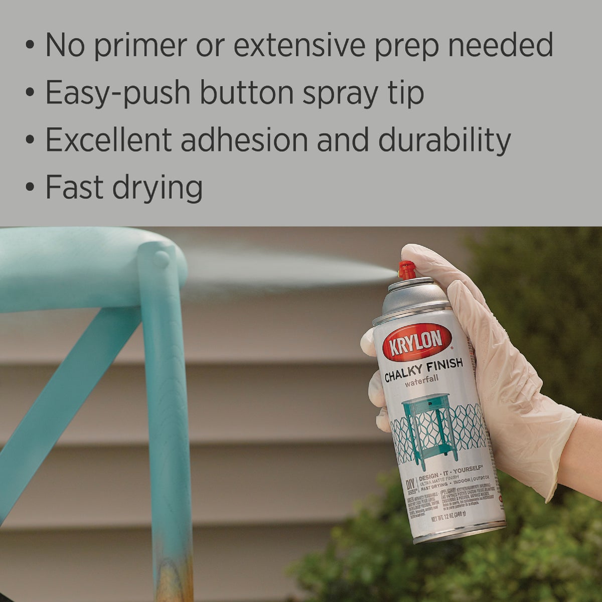 Krylon CHALKY FINISH 12 Oz. Ultra Matte Chalk Spray Paint, Misty Gray Image 3