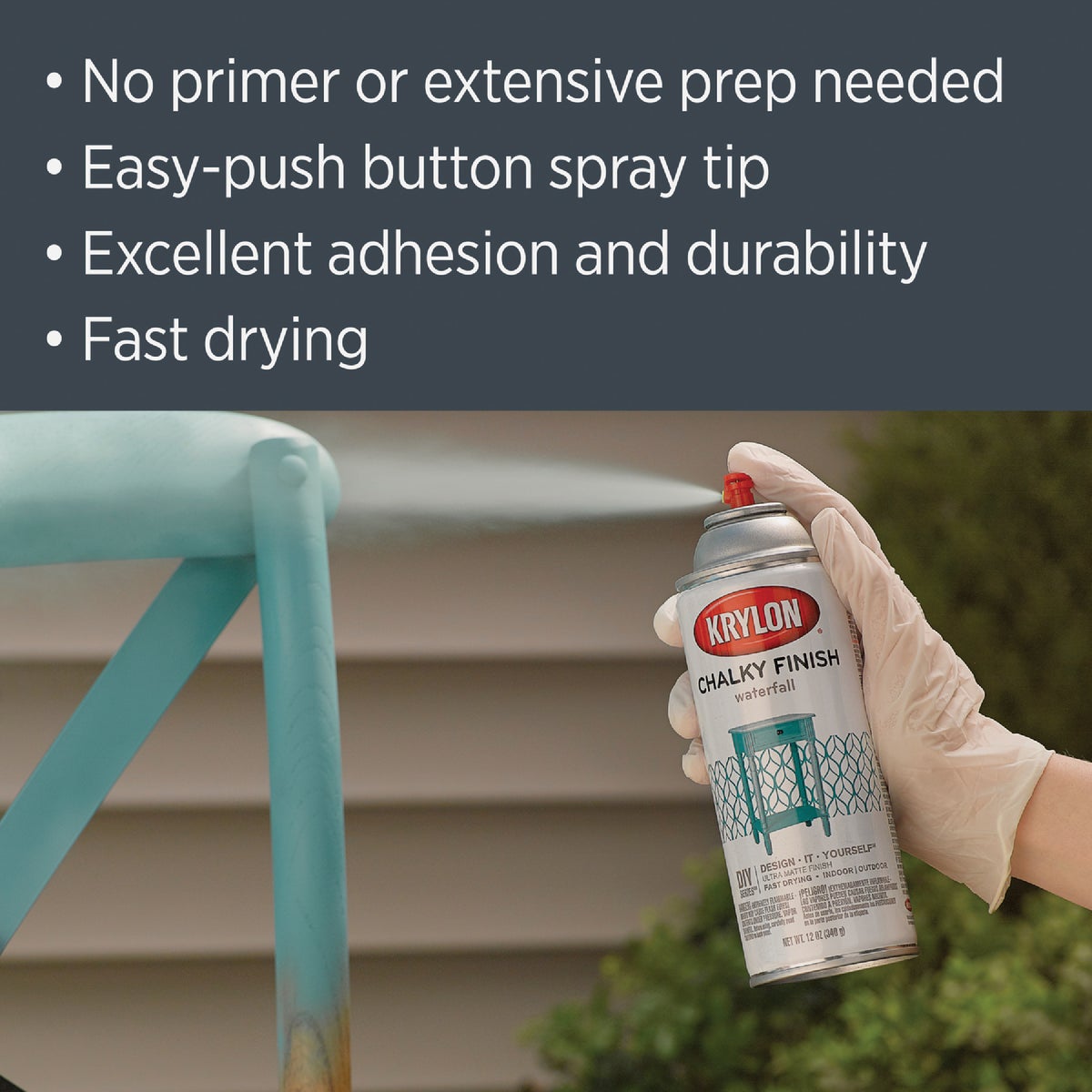 Krylon CHALKY FINISH 12 Oz. Ultra Matte Chalk Spray Paint, Anvil Gray Image 4