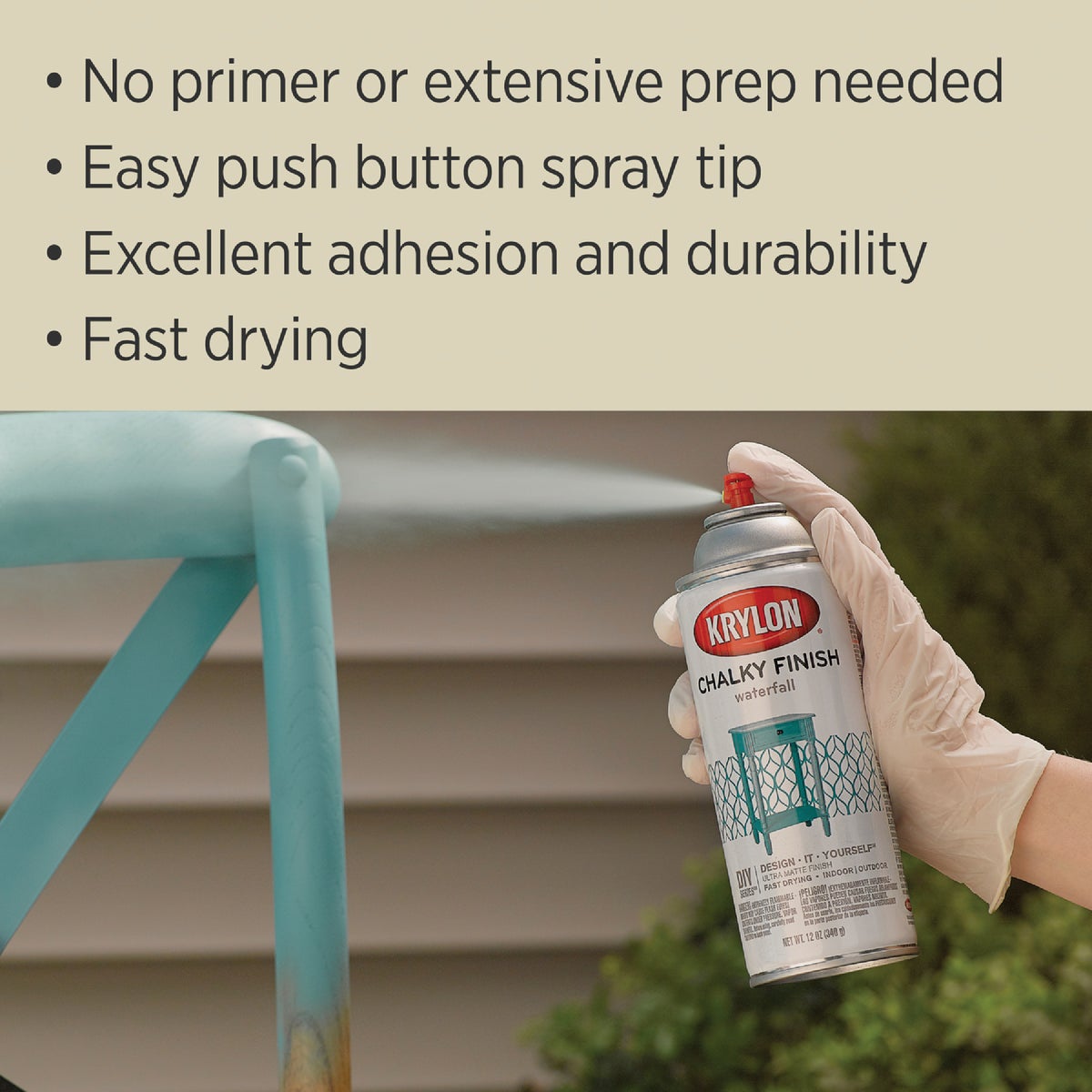 Krylon CHALKY FINISH 12 Oz. Ultra Matte Chalk Spray Paint, Colonial Ivory Image 3