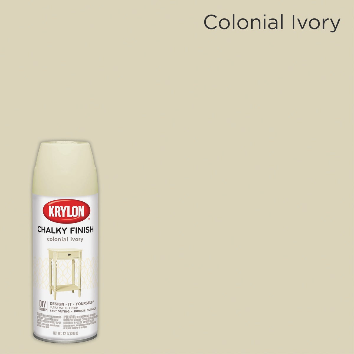 Krylon CHALKY FINISH 12 Oz. Ultra Matte Chalk Spray Paint, Colonial Ivory Image 2