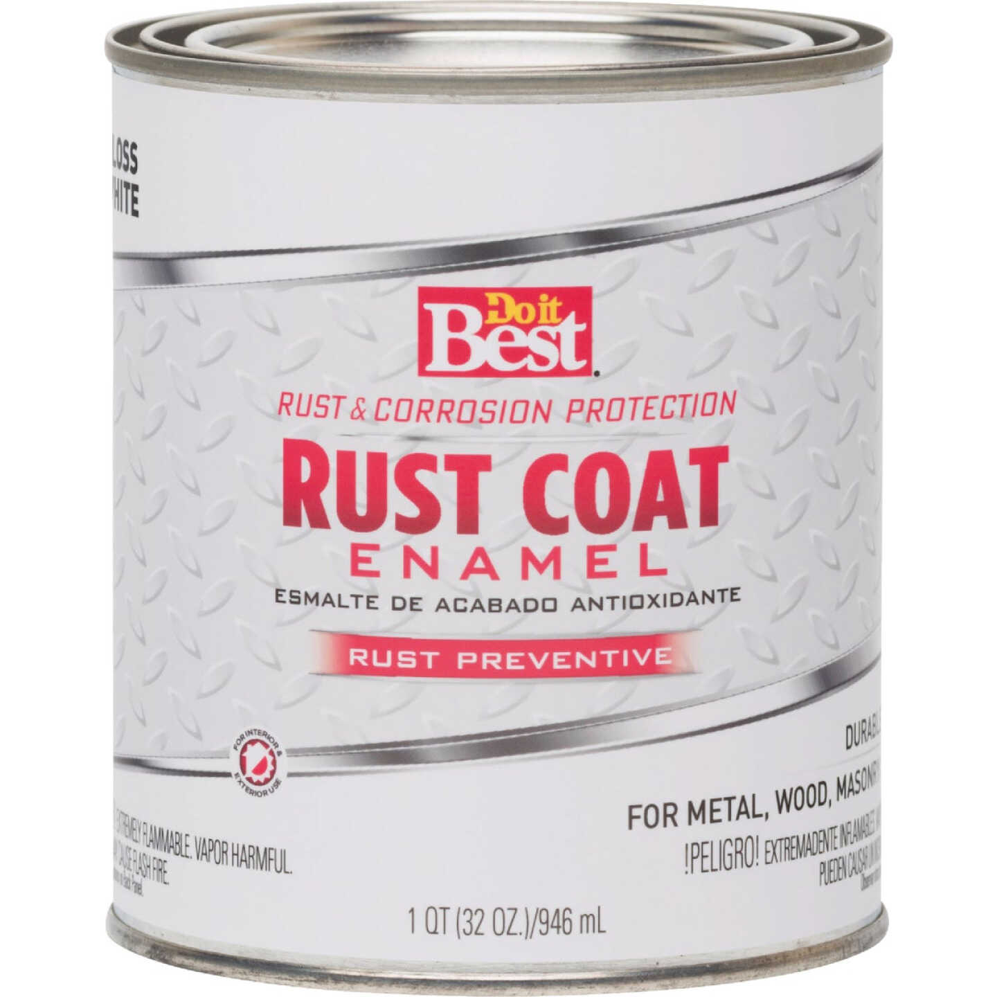 Do it Best Rust Coat Oil-Based Gloss Enamel, White, 1 Qt. Image 2