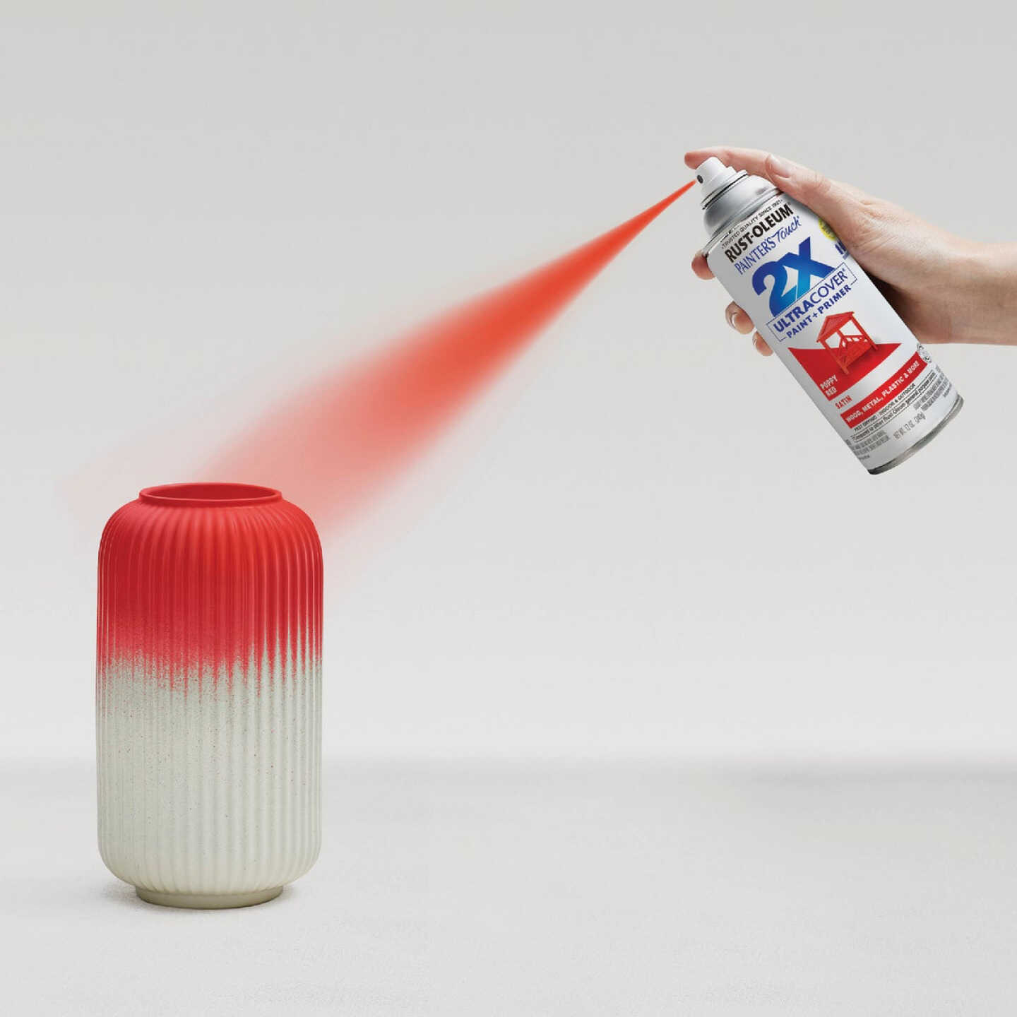 Rust-Oleum Painter's Touch 2X Ultra Cover 12 Oz. Satin Paint + Primer Spray Paint, Poppy Red Image 6