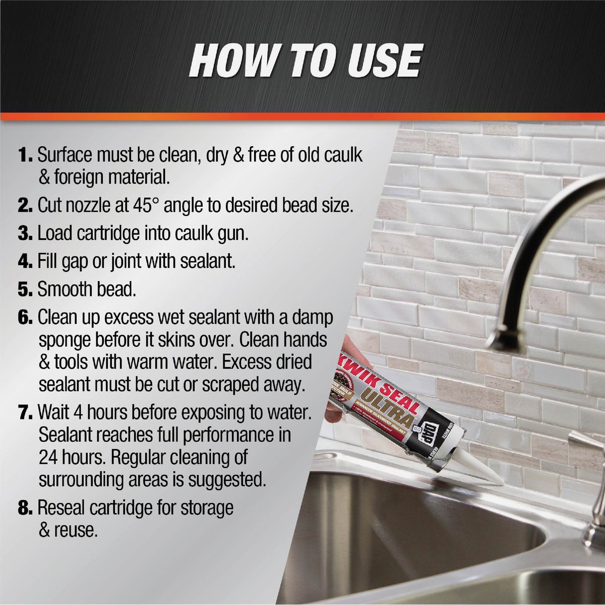 DAP KWIK SEAL ULTRA 10.1 Oz. White Siliconized Kitchen & Bath Sealant Image 3