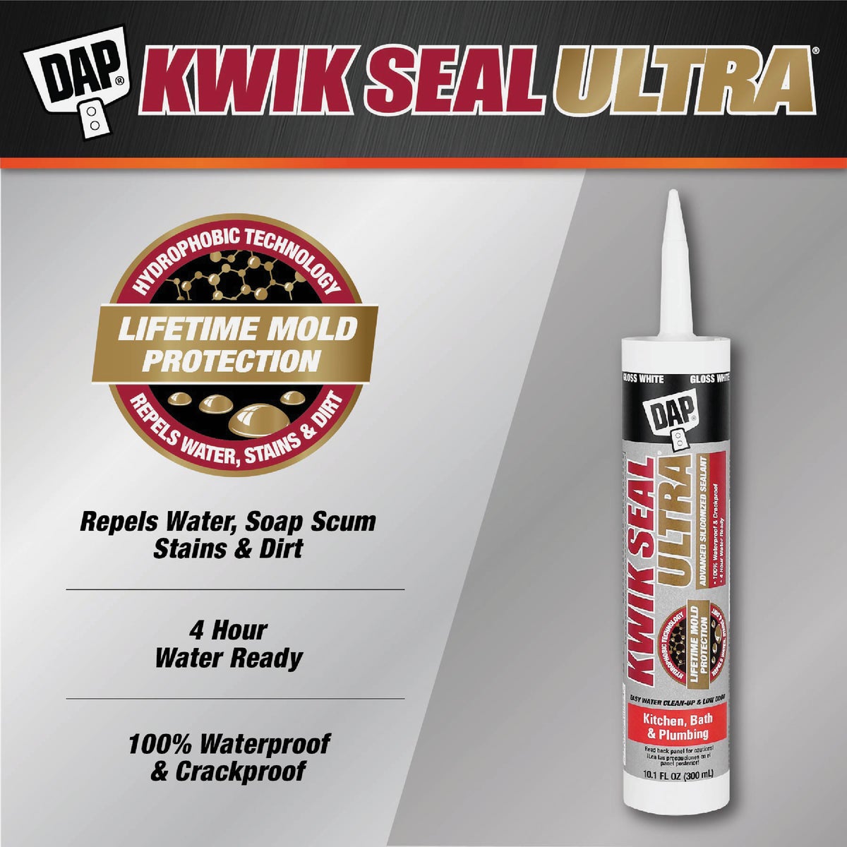 DAP KWIK SEAL ULTRA 10.1 Oz. White Siliconized Kitchen & Bath Sealant Image 7