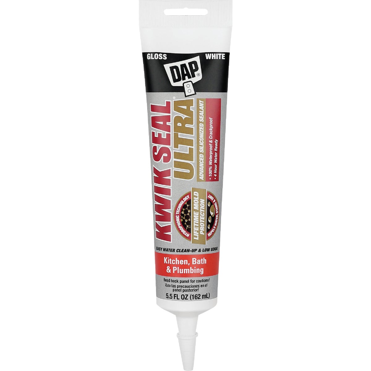 DAP KWIK SEAL ULTRA 5.5 Oz. White Siliconized Kitchen & Bath Sealant Image 1