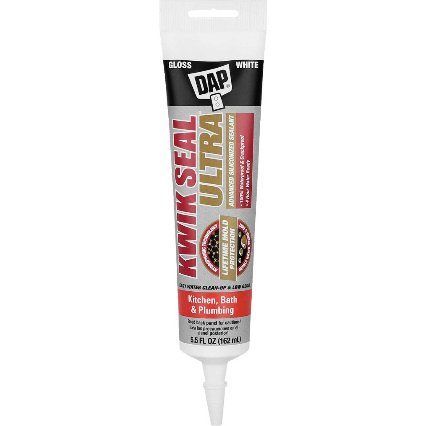 DAP KWIK SEAL ULTRA 5.5 Oz. White Siliconized Kitchen & Bath Sealant Image 1