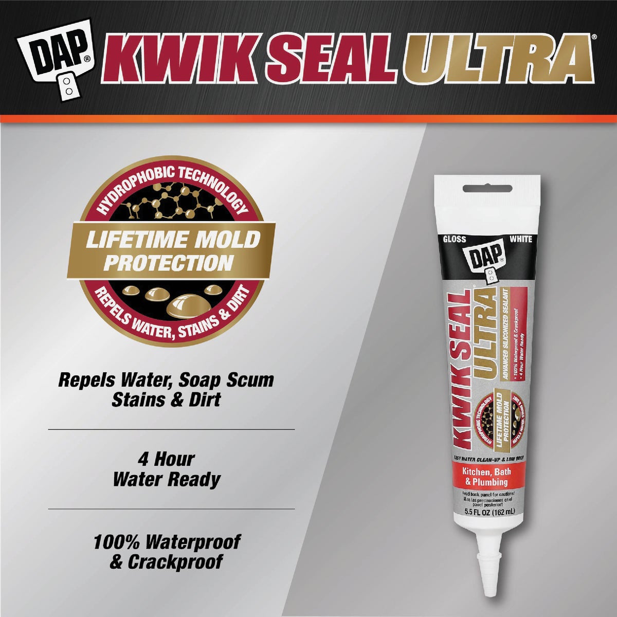 DAP KWIK SEAL ULTRA 5.5 Oz. Biscuit Siliconized Kitchen & Bath Sealant Image 2
