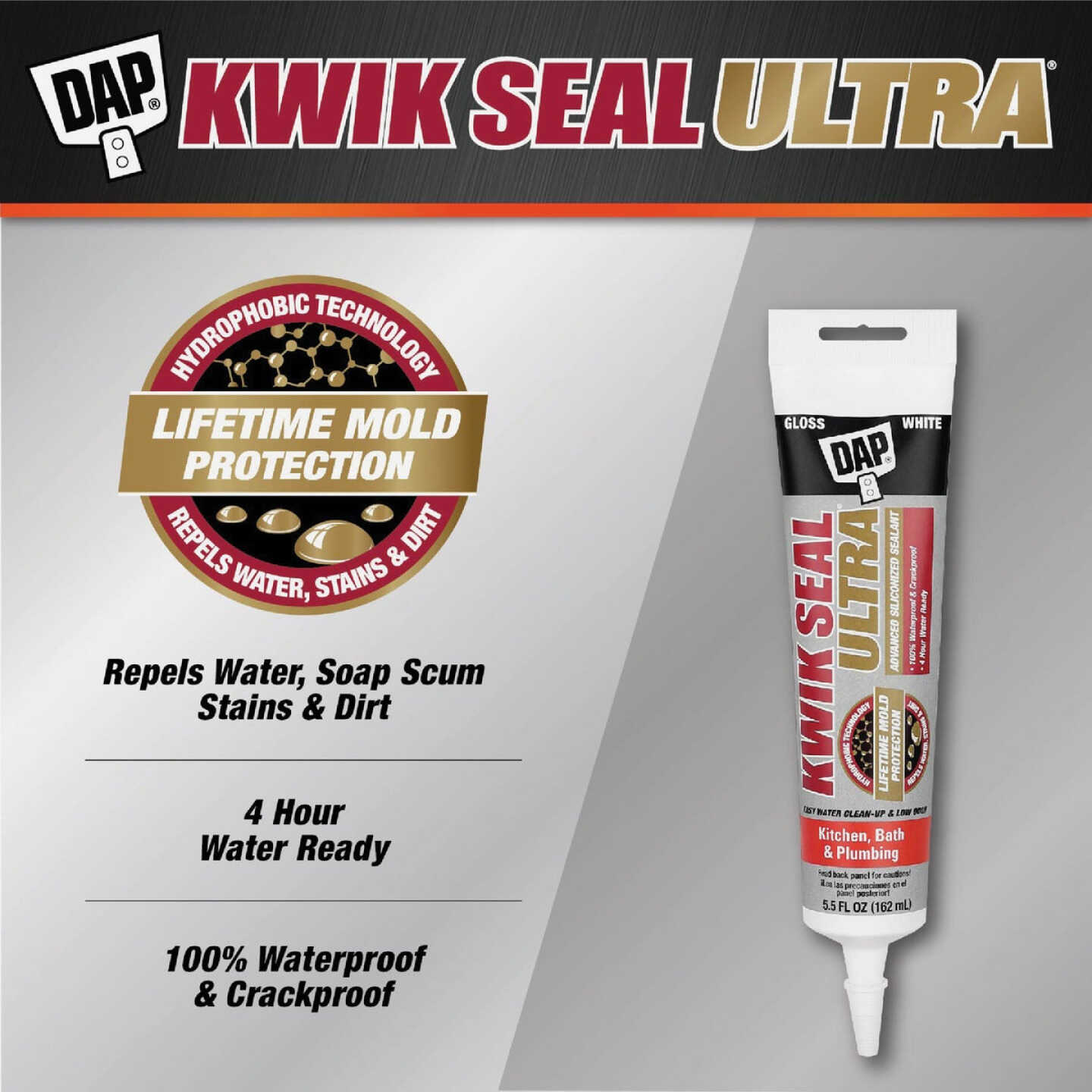 DAP KWIK SEAL ULTRA 5.5 Oz. Biscuit Siliconized Kitchen & Bath Sealant Image 2