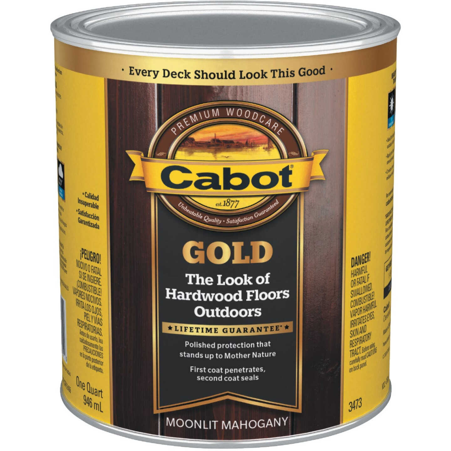 Cabot Gold Exterior Stain, 3473 Moonlit Mahogany, 1 Qt. Image 1