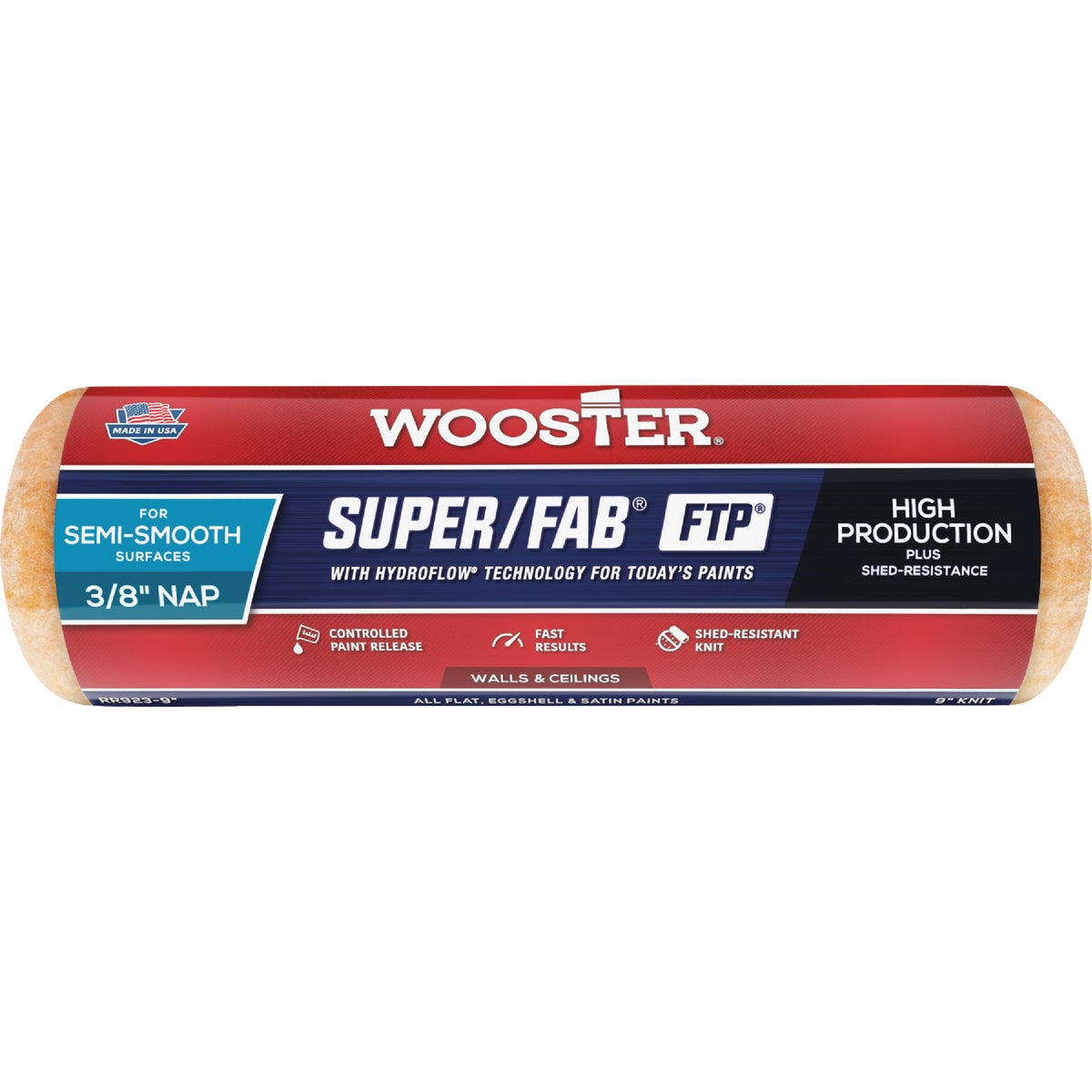 Wooster Super/Fab FTP 9 In. x 3/8 In. Knit Fabric Roller Cover Image 1