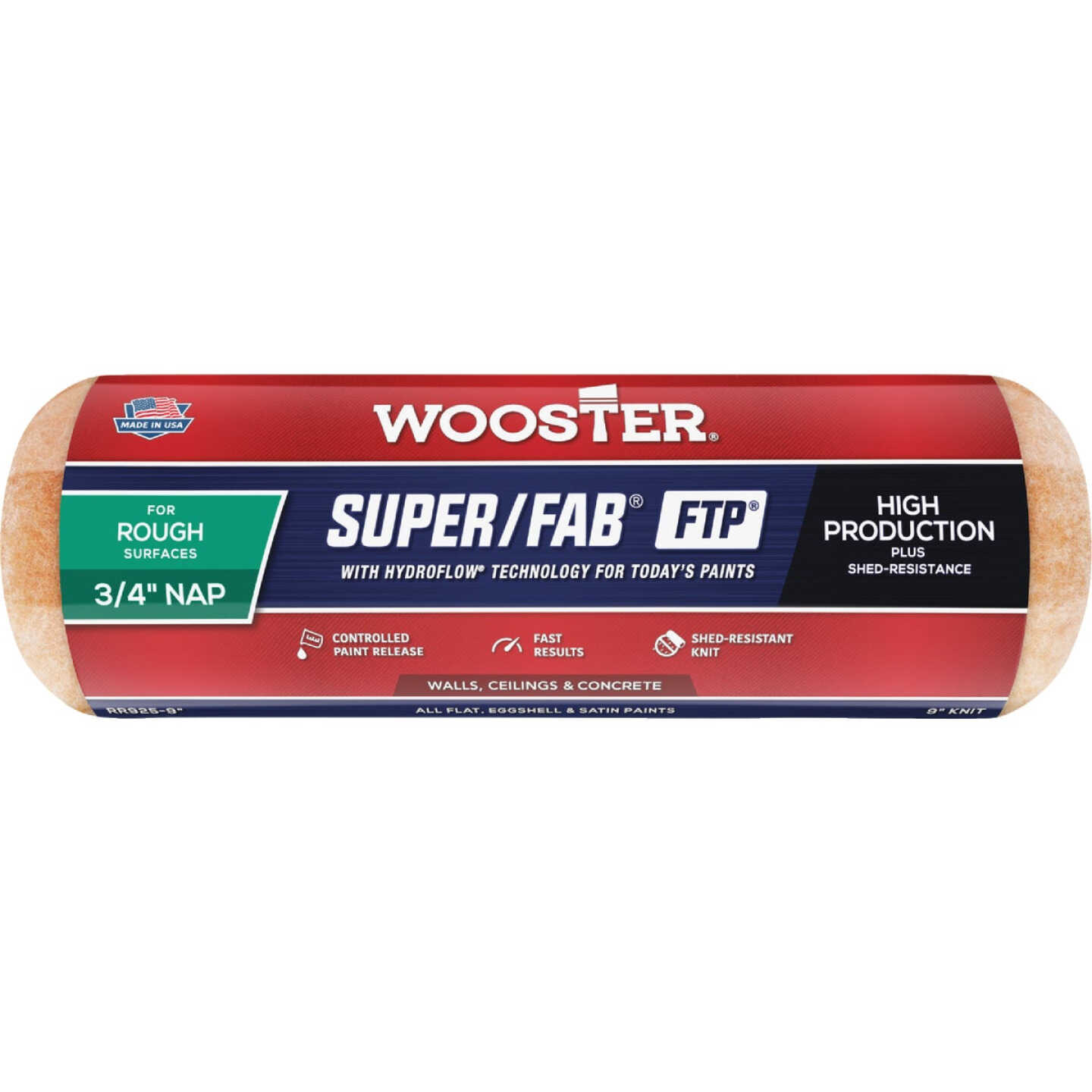 Wooster Super/Fab FTP 9 In. x 3/4 In. Knit Fabric Roller Cover Image 1