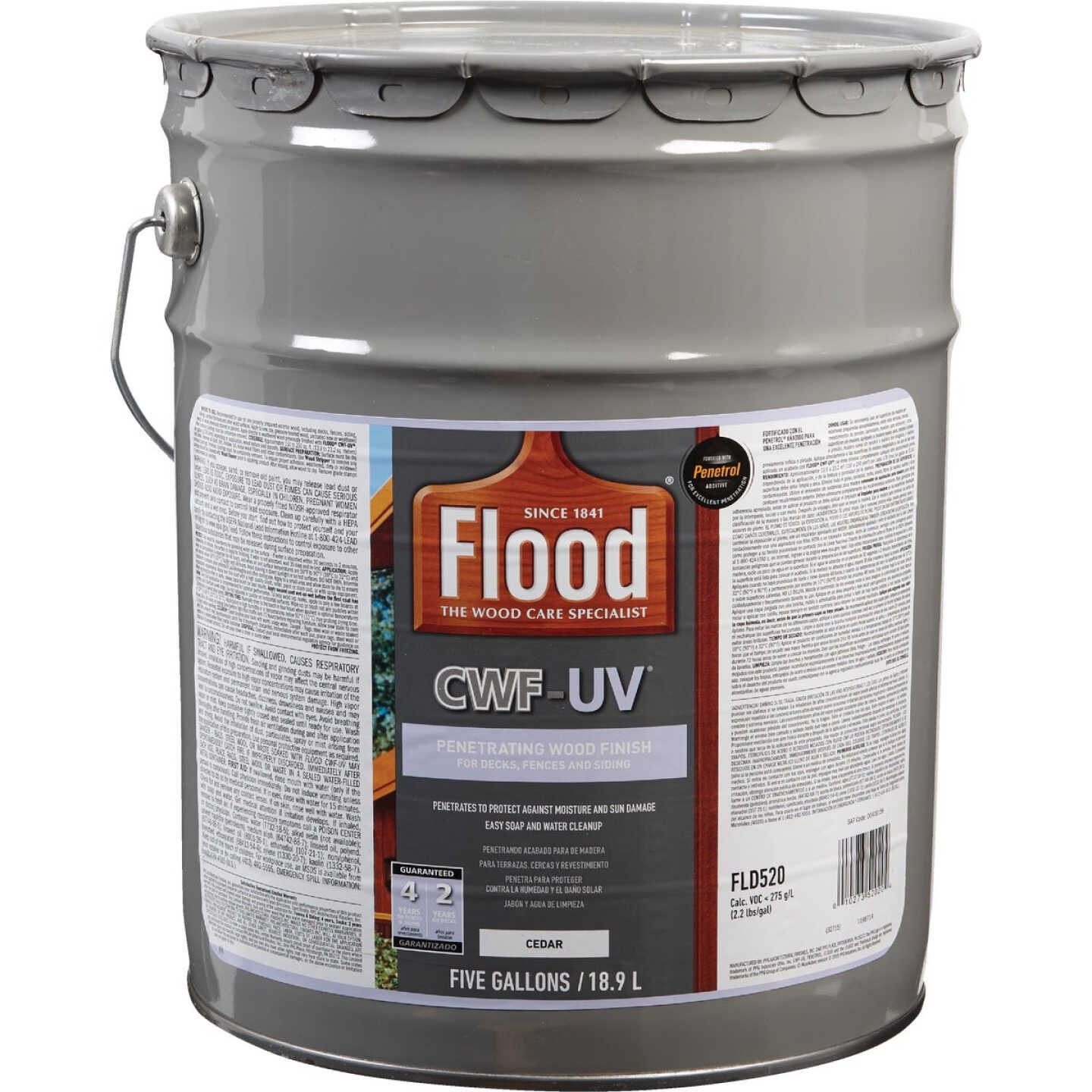 Flood CWF-UV Oil-Modified Fence Deck and Siding Wood Finish, Cedar, 5 Gal. Image 1