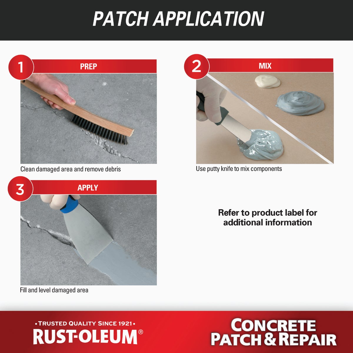 Rust-Oleum Concrete Patch & Repair Kit, Gray, 24 Oz. Image 6