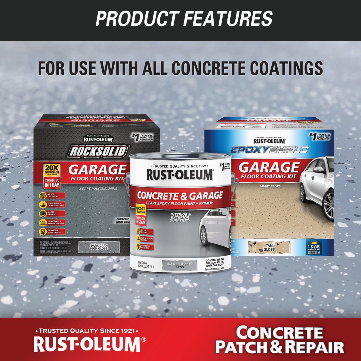 Rust-Oleum Concrete Patch & Repair Kit, Gray, 24 Oz. Image 4
