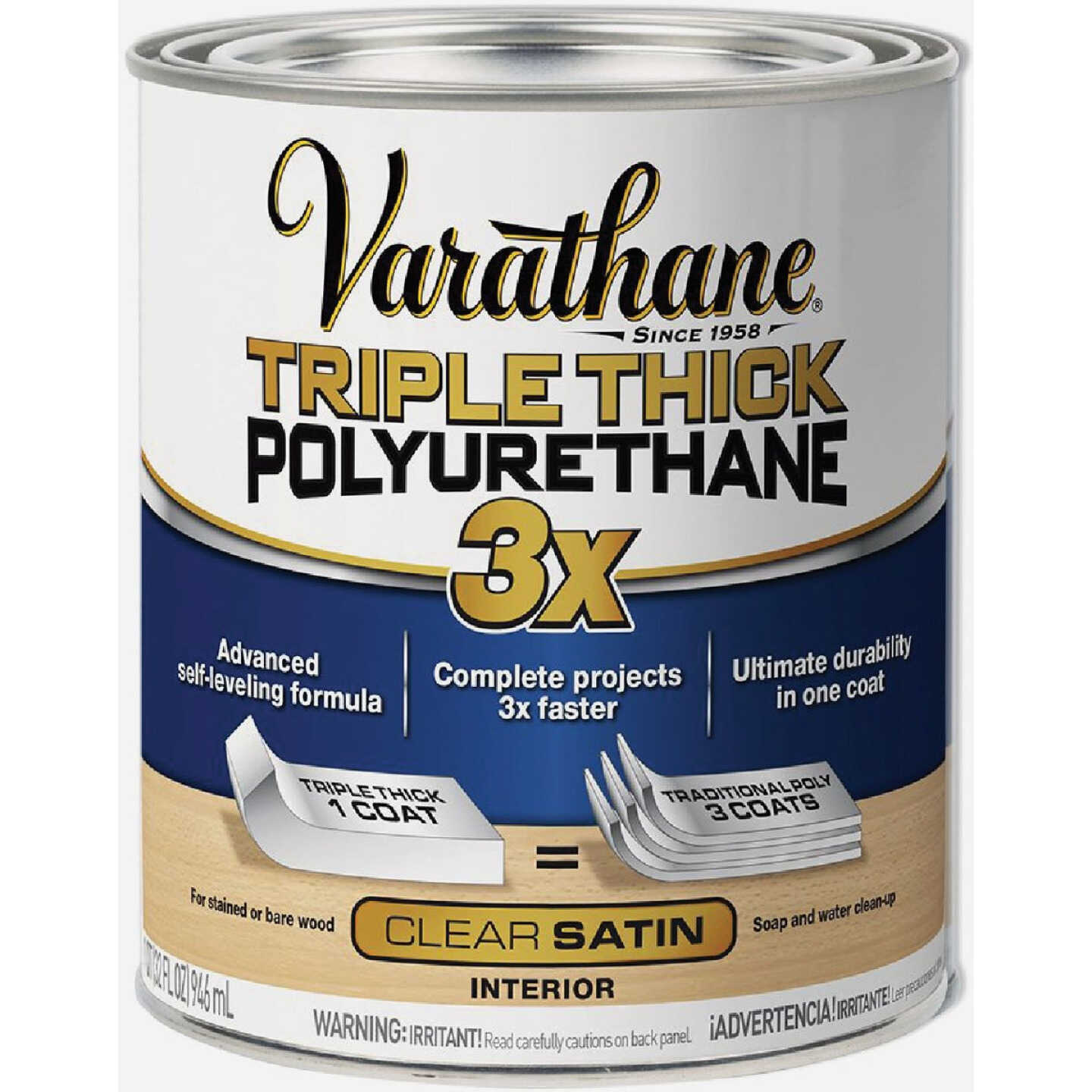 Varathane Satin Triple Thick Interior Polyurethane, 1 Qt. Image 1