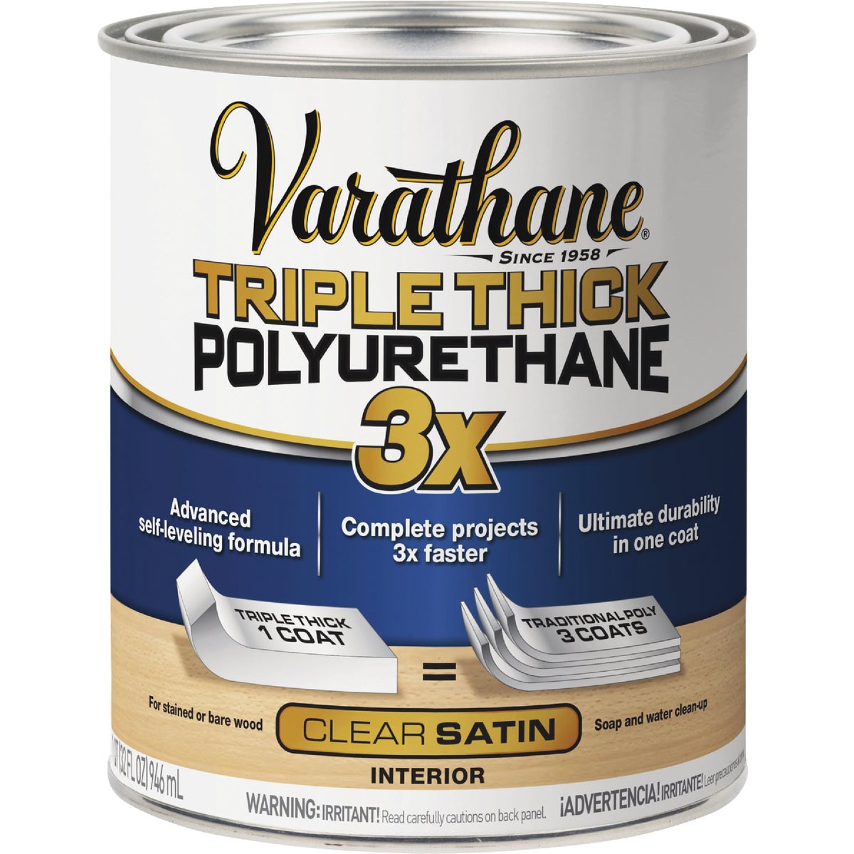 Varathane Satin Triple Thick Interior Polyurethane, 1 Qt. Image 3