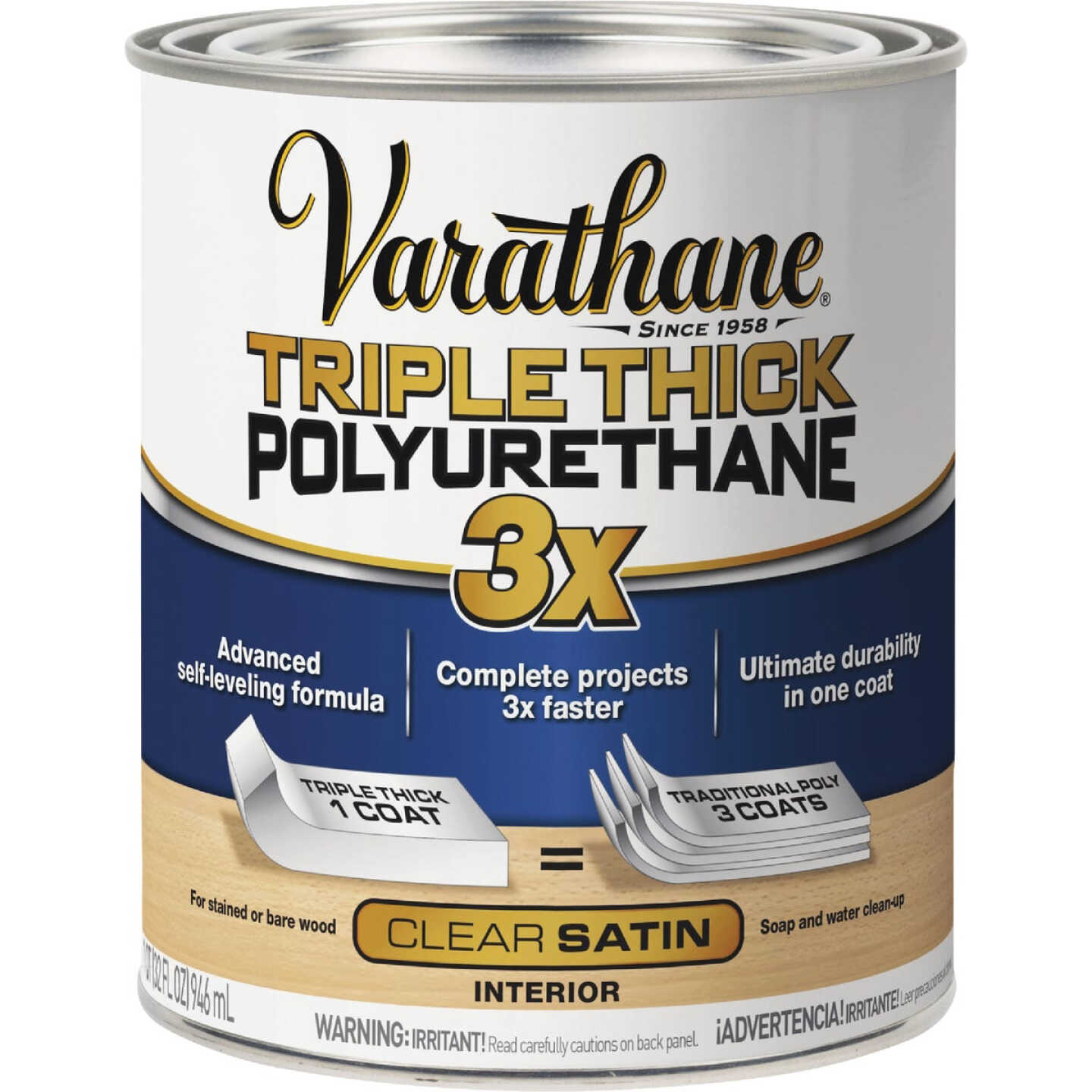 Varathane Satin Triple Thick Interior Polyurethane, 1 Qt. Image 3