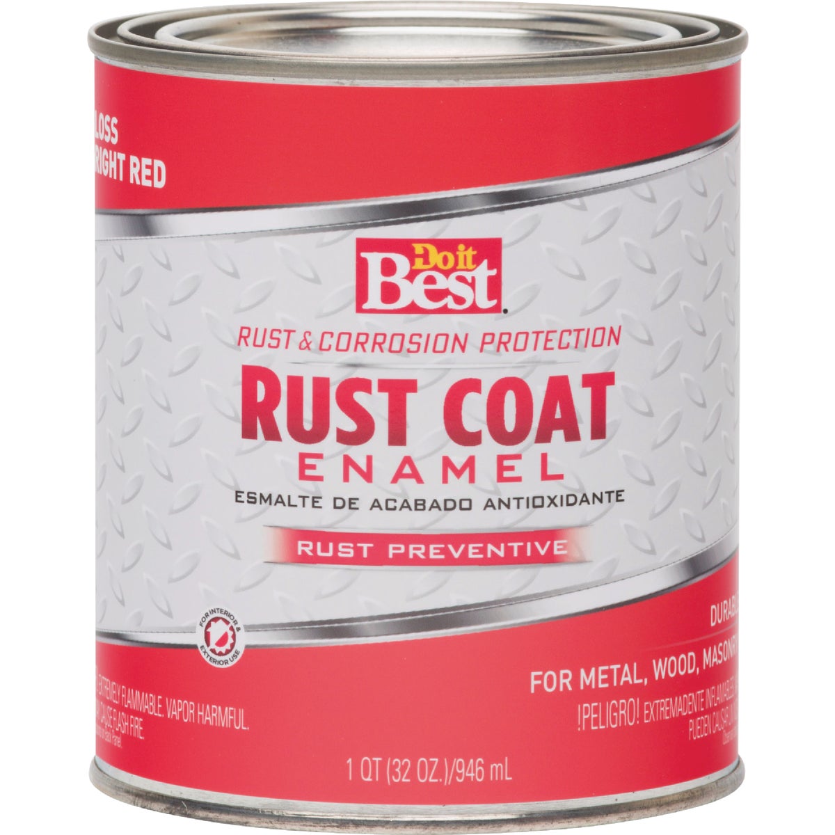 Do it Best Rust Coat Oil-Based Gloss Enamel, Bright Red, 1 Qt. Image 2