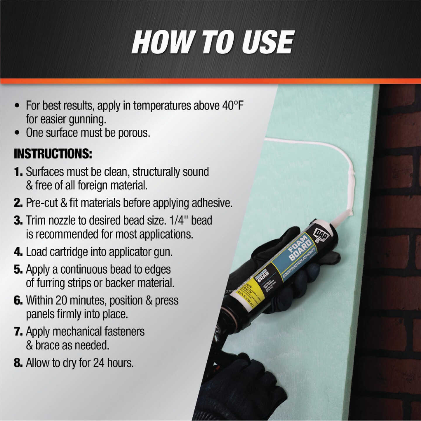 DAP 10.3 Oz. Foamboard Construction Adhesive Image 3