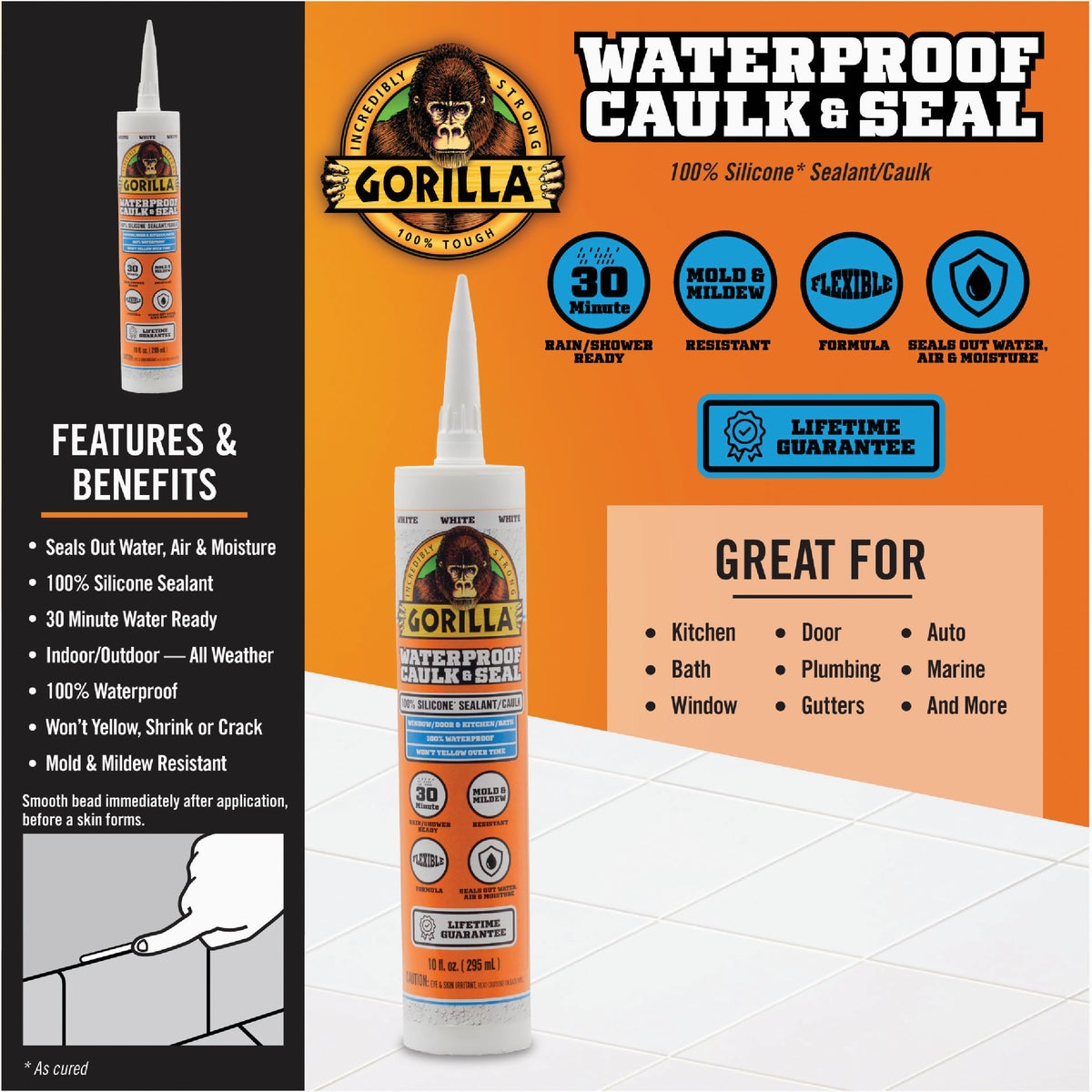 Gorilla 10 Oz. White Caulk & Seal Image 4