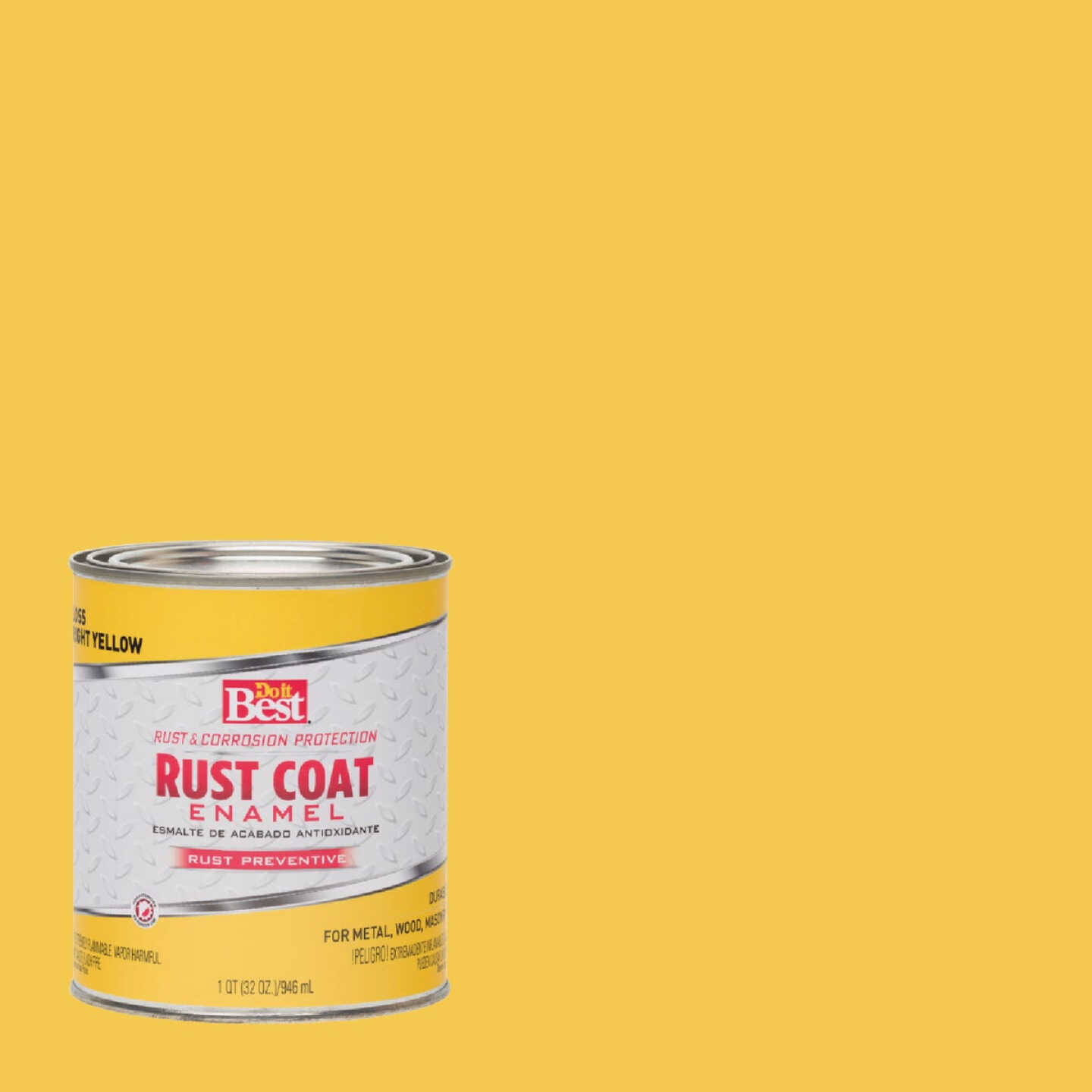 Do it Best Rust Coat Oil-Based Gloss Enamel, Bright Yellow, 1 Qt. Image 1