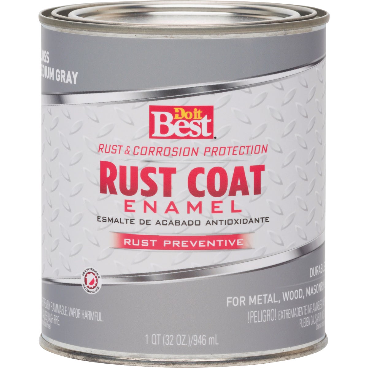 Do it Best Rust Coat Oil-Based Gloss Enamel, Medium Gray, 1 Qt. Image 2