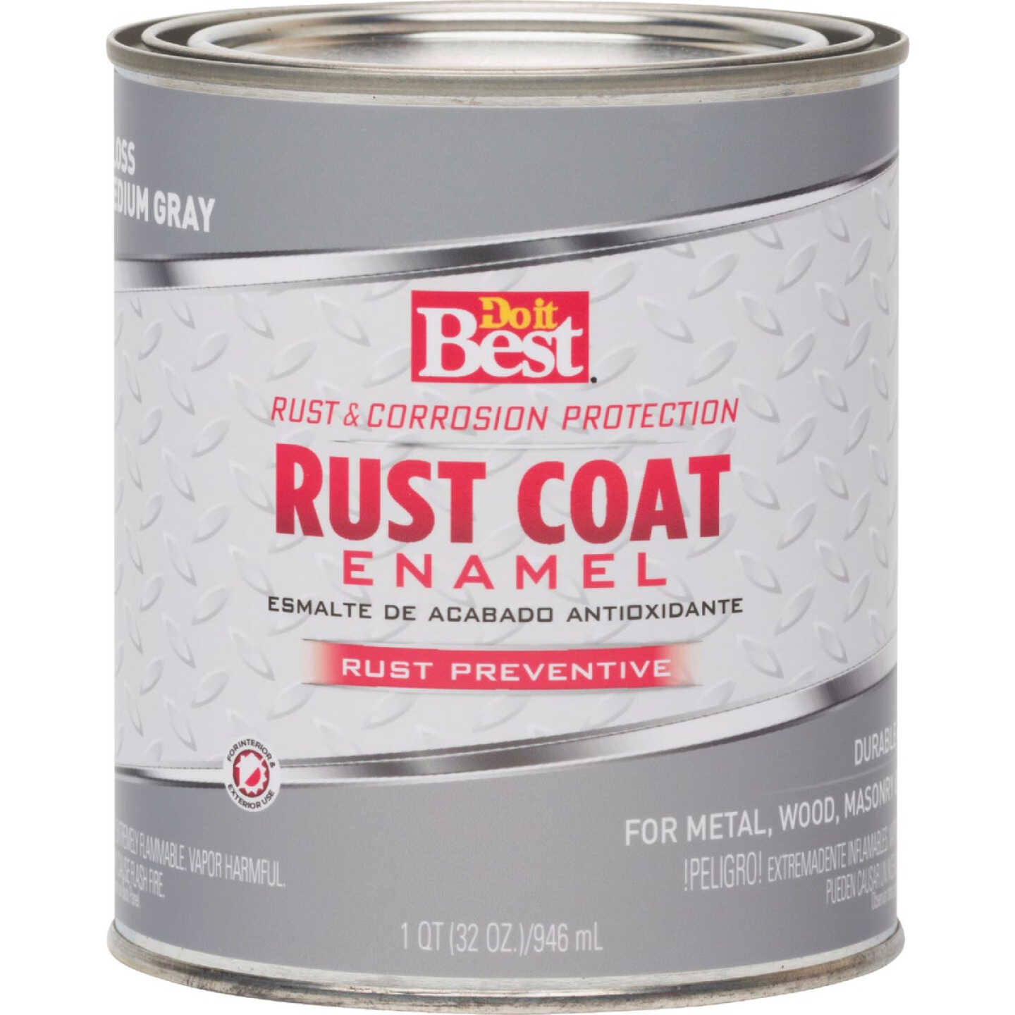 Do it Best Rust Coat Oil-Based Gloss Enamel, Medium Gray, 1 Qt. Image 2