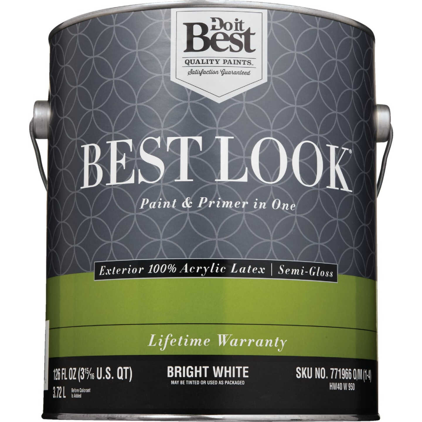 Best Look 100% Acrylic Latex Premium Paint & Primer In One Semi-Gloss Exterior House Paint, Bright White, 1 Gal. Image 2