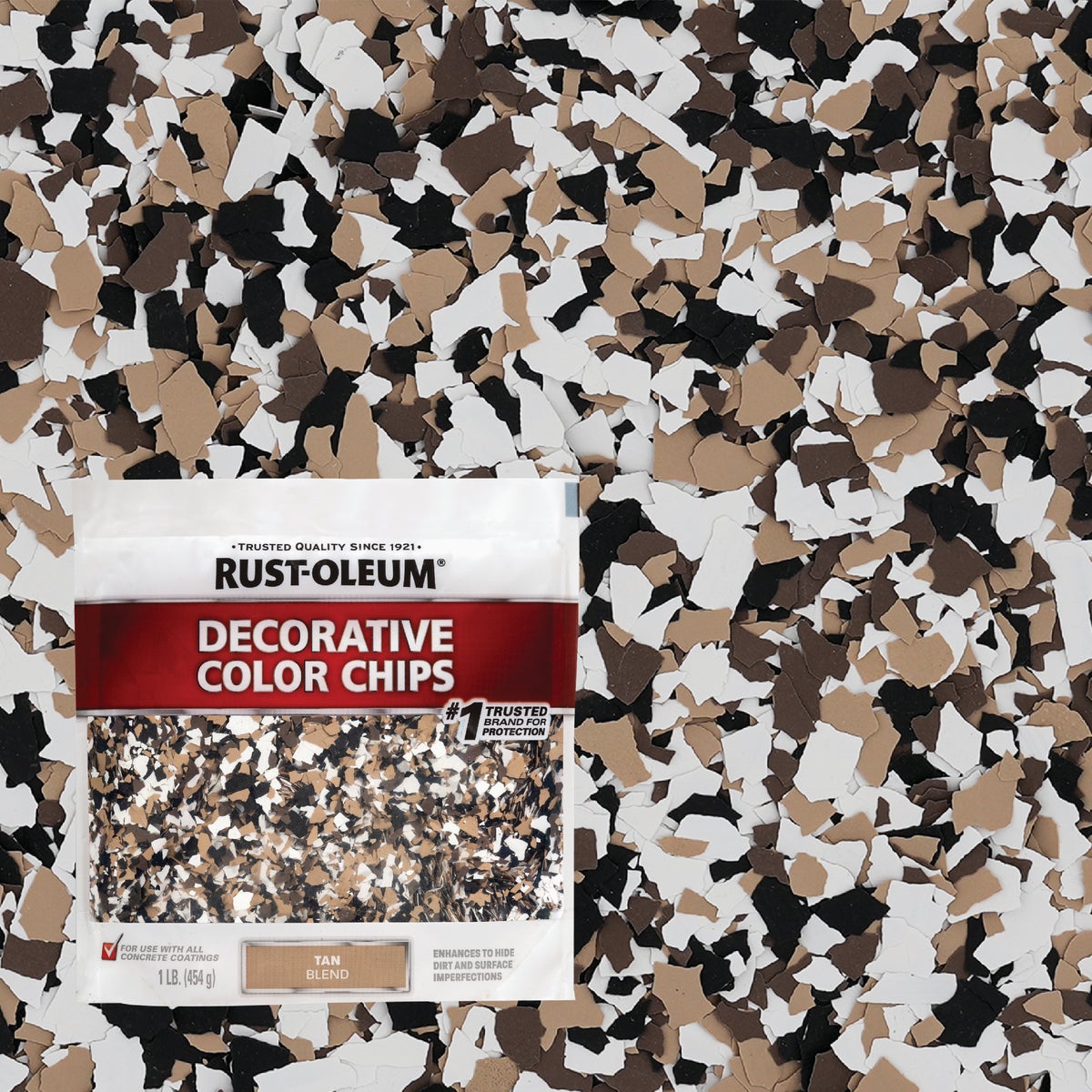 Rust-Oleum Color Chip Concrete Coating, 1 Lb., Tan