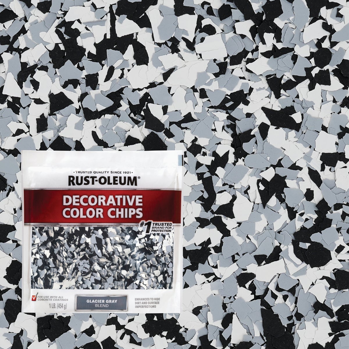 Rust-Oleum Color Chip Concrete Coating, 1 Lb., Glacier Gray