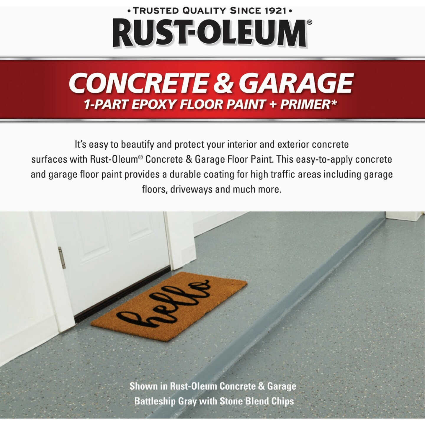 Rust-Oleum Concrete & Garage Floor Paint & Primer, 1 Gal., Armor Gray Image 2