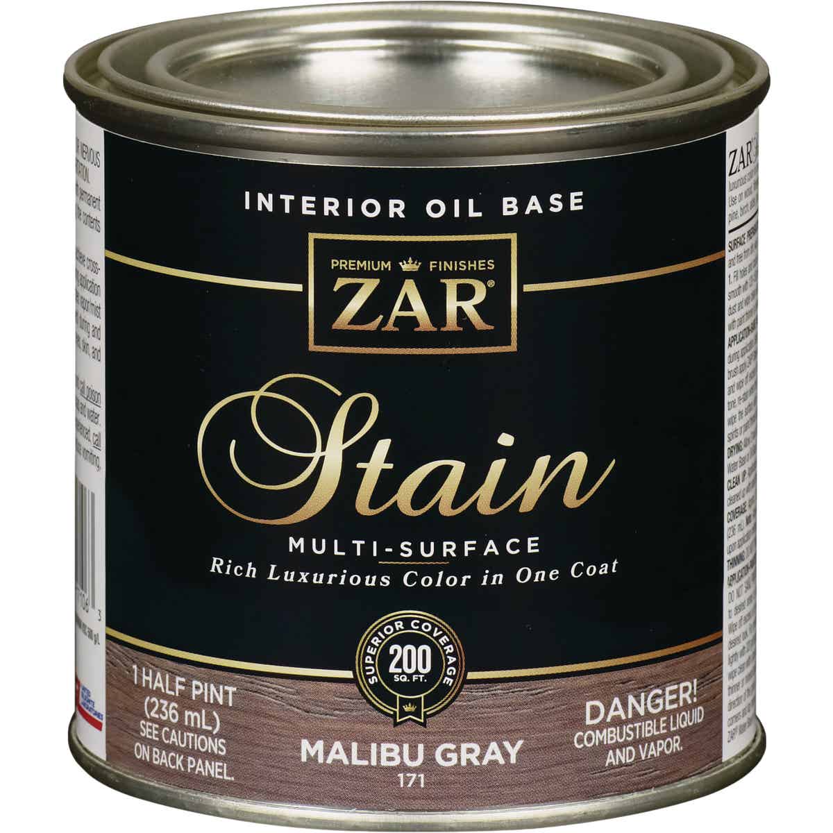 ZAR Oil-Based Wood Stain, Malibu Gray, 1/2 Pt. Image 1