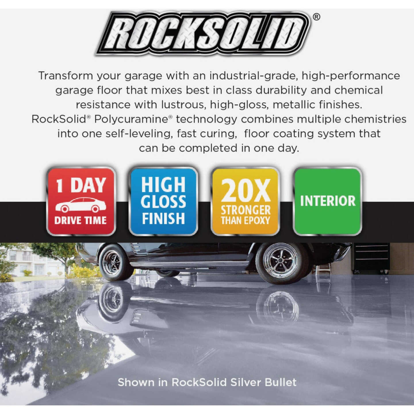 Rust-Oleum RockSolid Metallic Floor Coating Kit, Silver, 70 Oz. Image 2