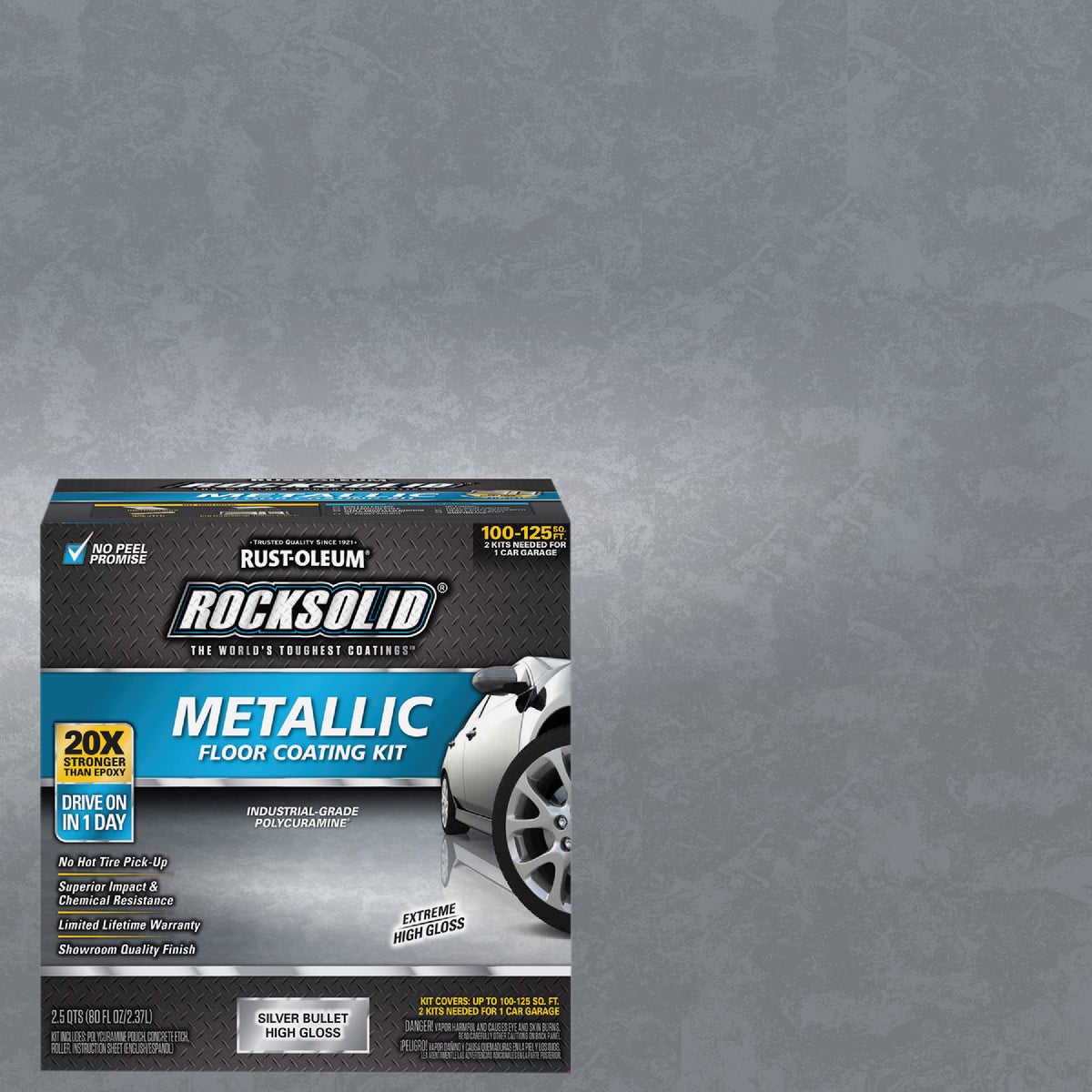 Rust-Oleum RockSolid Metallic Floor Coating Kit, Silver, 70 Oz. Image 1