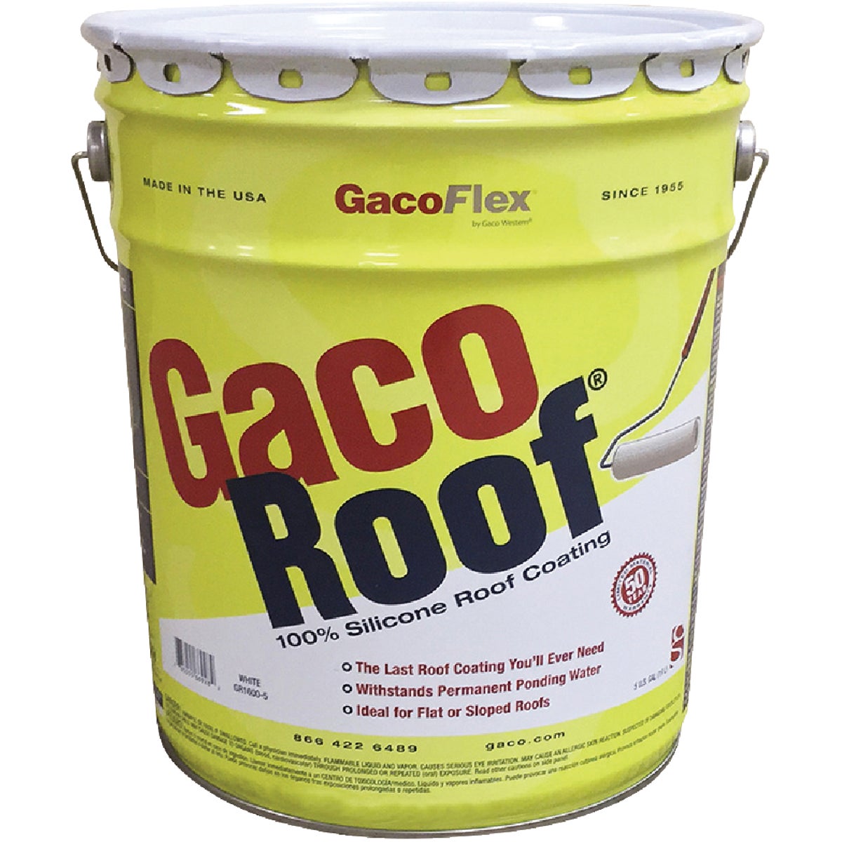 GacoRoof Silicone Roof Coating, White, 5 Gal.