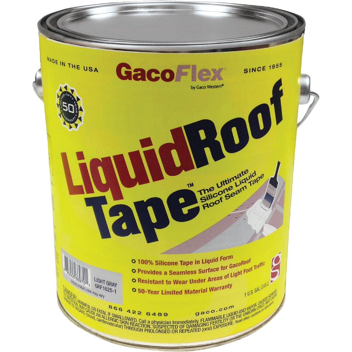 GacoRoof LiquidRoof Tape 100% Silicone Liquid Tape, Gray, 1 Gal. Image 1