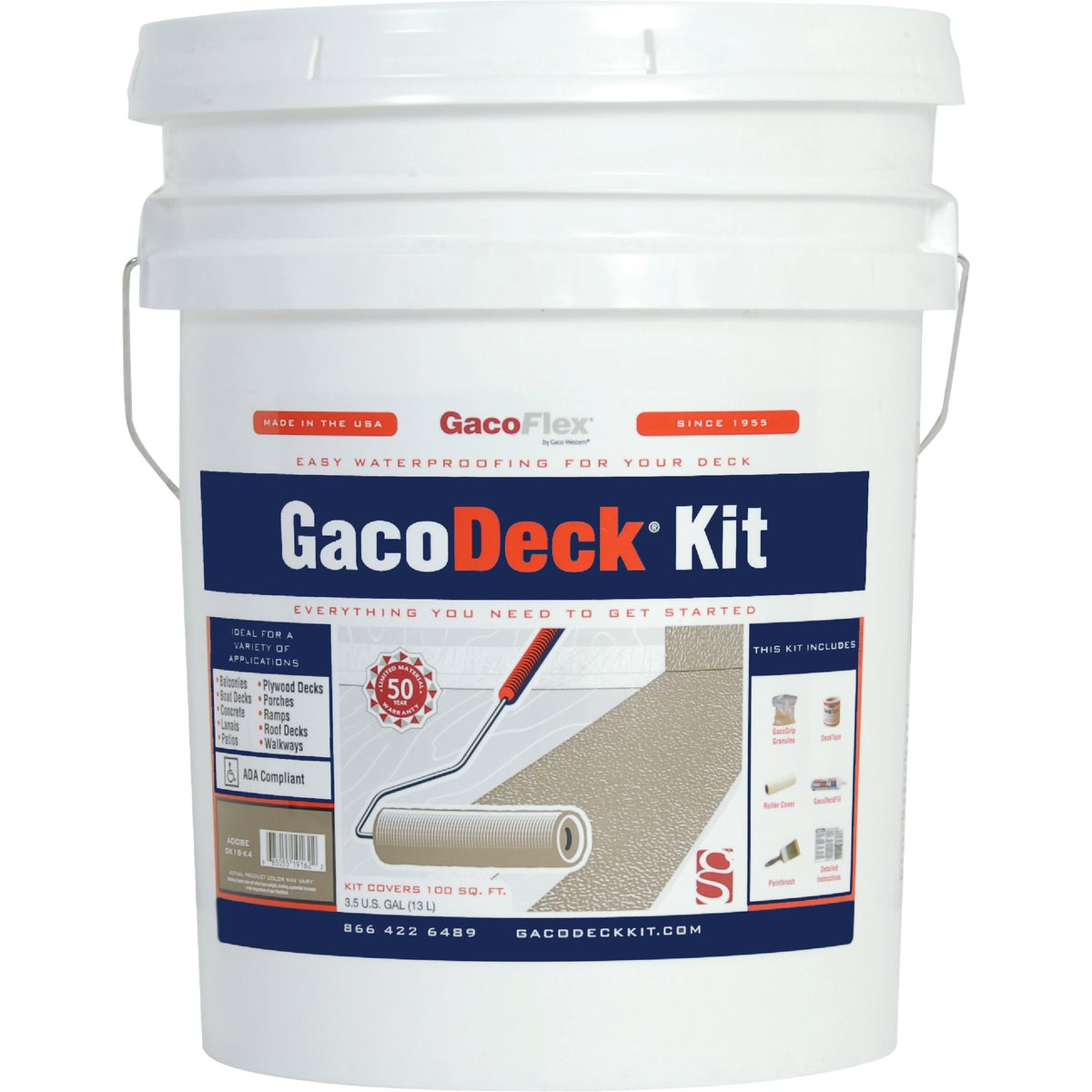 GacoDeck Adobe Elastomeric Deck Coating, 3.5 Gal. Kit, Image 2